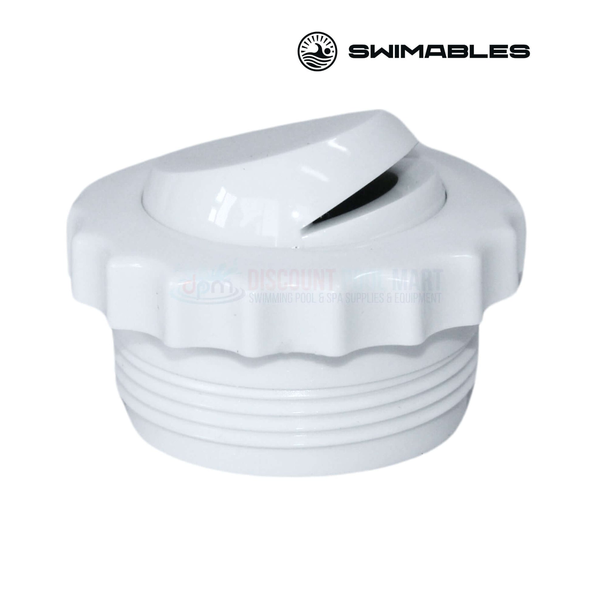 Swimables MIP Threaded Directional Eyeball Fitting in white, 1.5-inch, slotted return for enhanced pool circulation | DPM