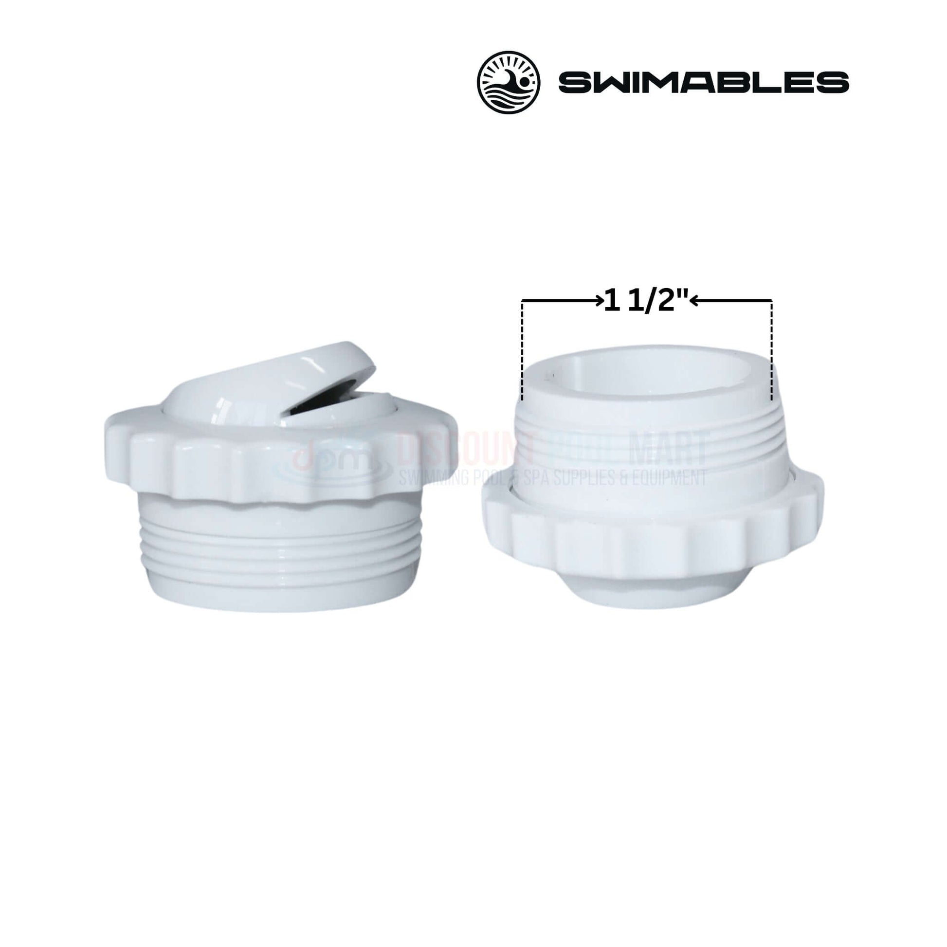 Swimables MIP Threaded Directional Eyeball Fitting SW-30-850, 1.5 inch, slotted, white, from Discount Pool Mart DPM.
