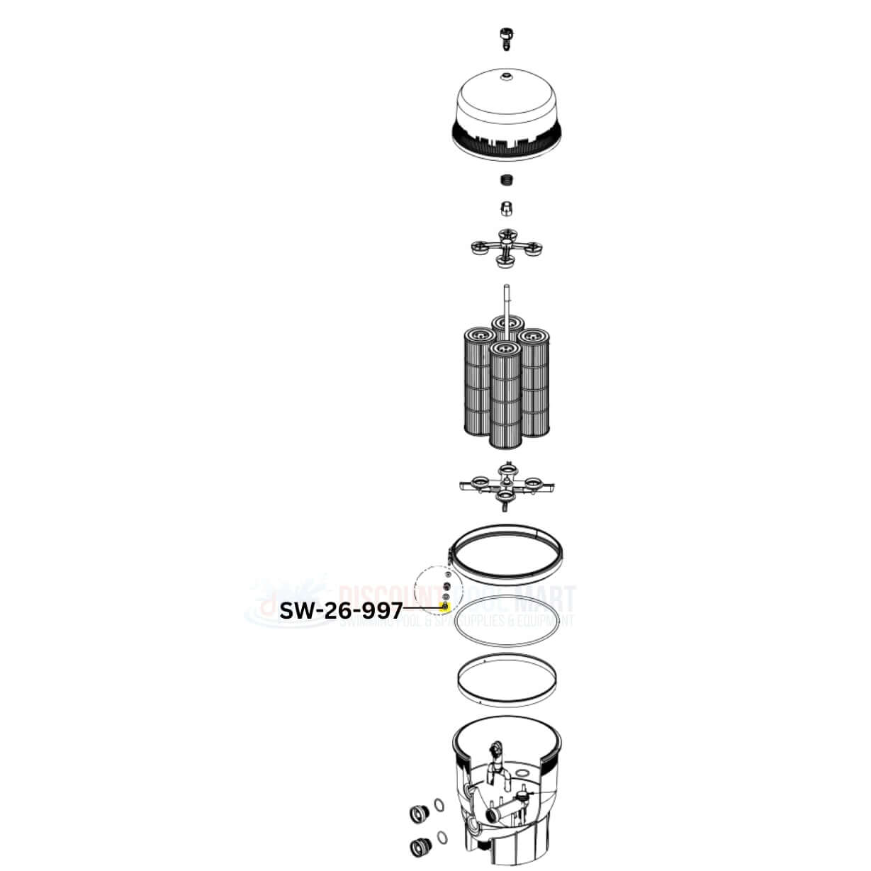 Swimables Machined Nut SW-26-997 diagram for Pentair filters at Discount Pool Mart DPM, showing assembly components.