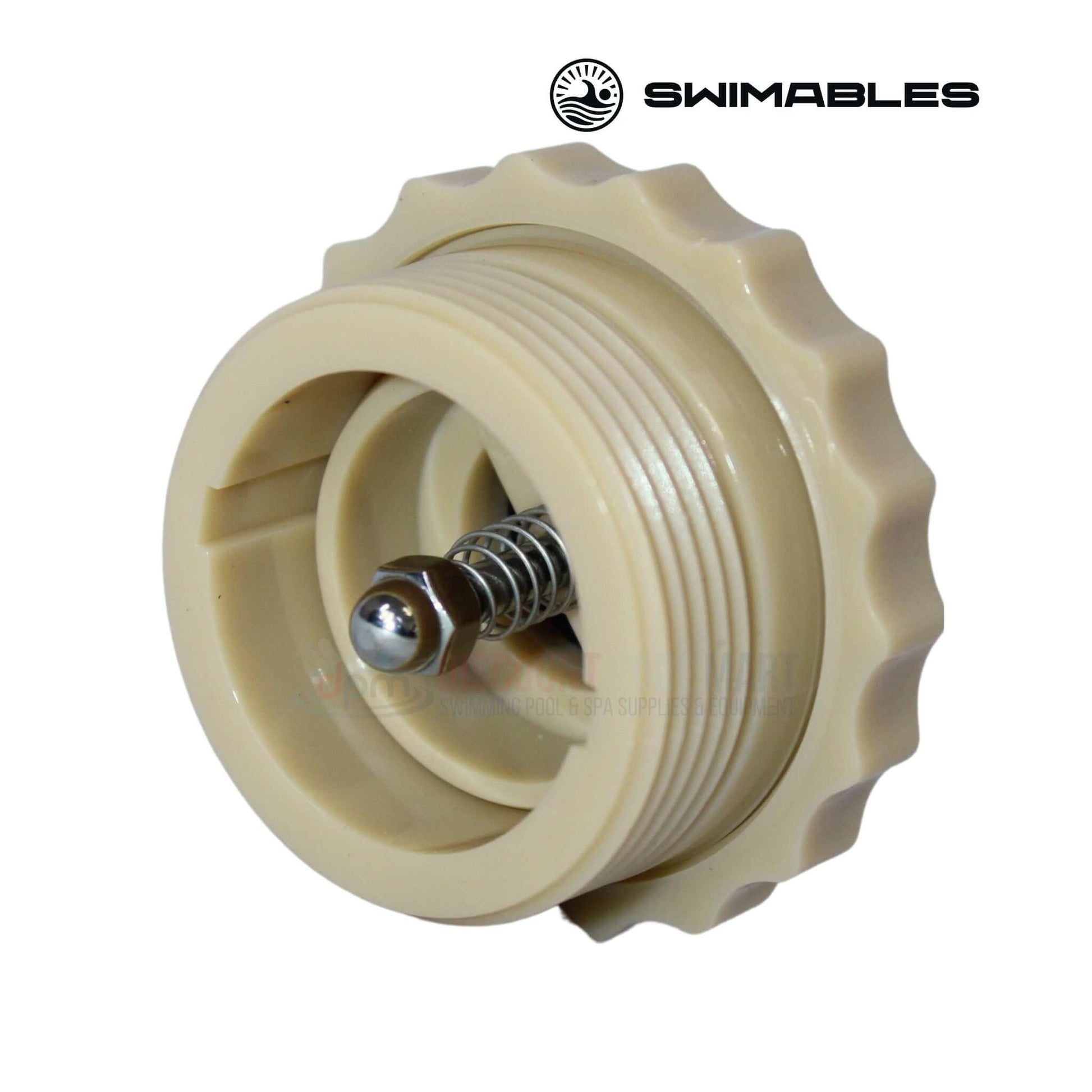 Swimables Spa Check Valve SW-32-343 in tan with 1.5" MPT, designed for pool systems. Available at Discount Pool Mart DPM.