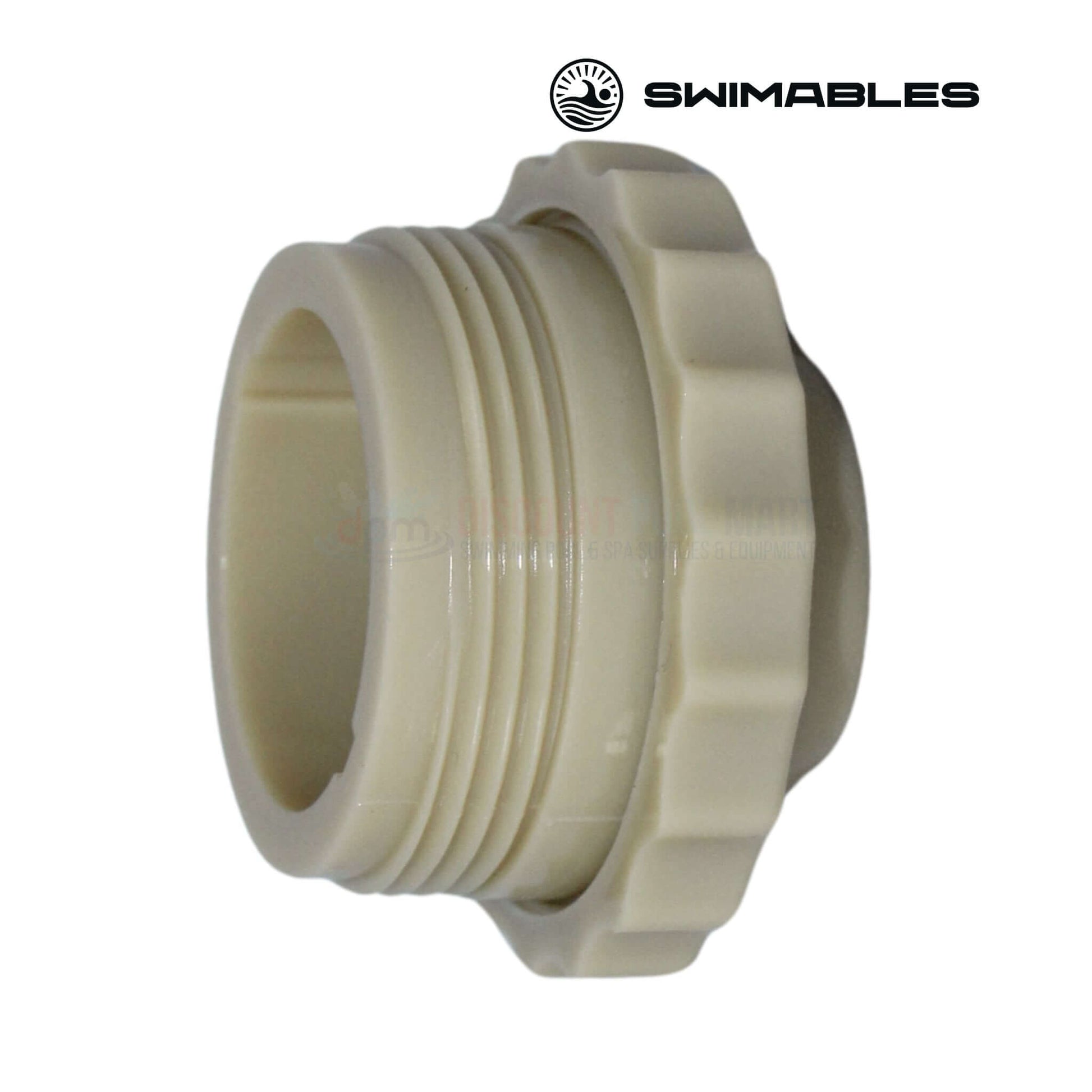 Swimables threaded directional eyeball fitting in tan, 0.75" x 1.5" at Discount Pool Mart DPM, designed for optimal pool water control.