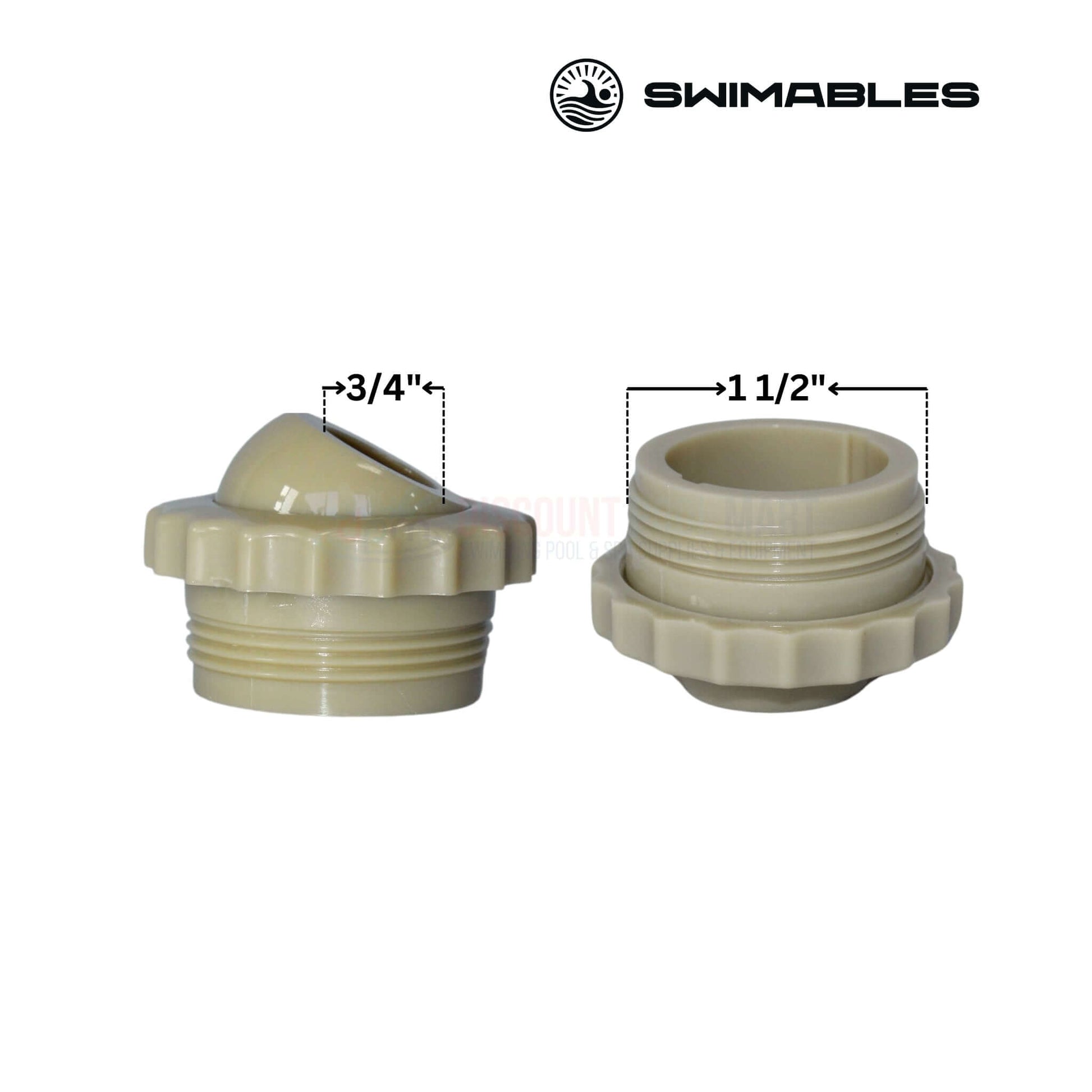 Swimables tan threaded directional eyeball fitting, 0.75" inlet, 1.5" outlet, from Discount Pool Mart DPM.
