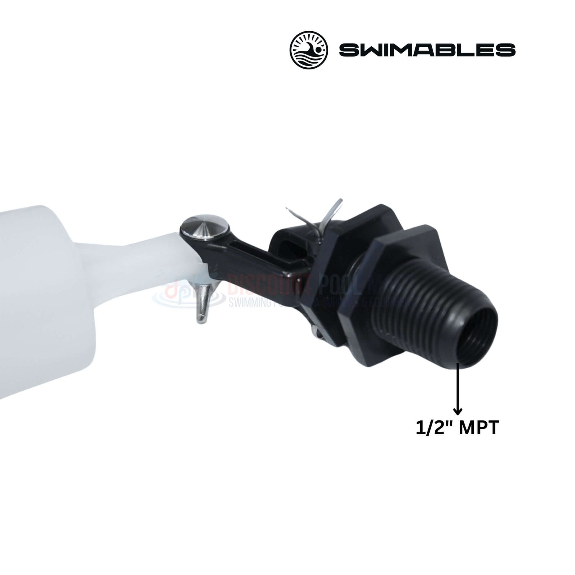 Swimables Water Leveler Float connection detail with 1/2" MPT for pools from Discount Pool Mart DPM.