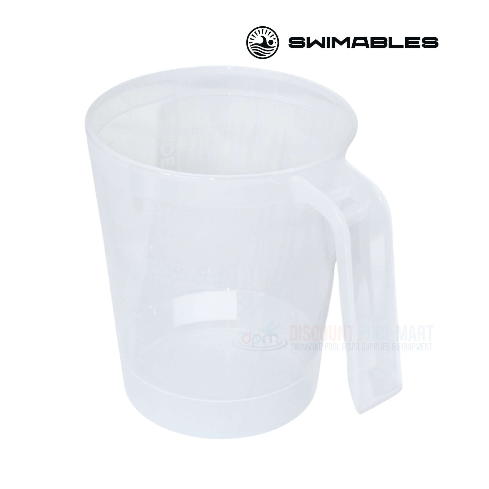 Swimables 1 Pound DE Powder Scoop SW-10-411 from Discount Pool Mart DPM, durable plastic for easy pool filter use.