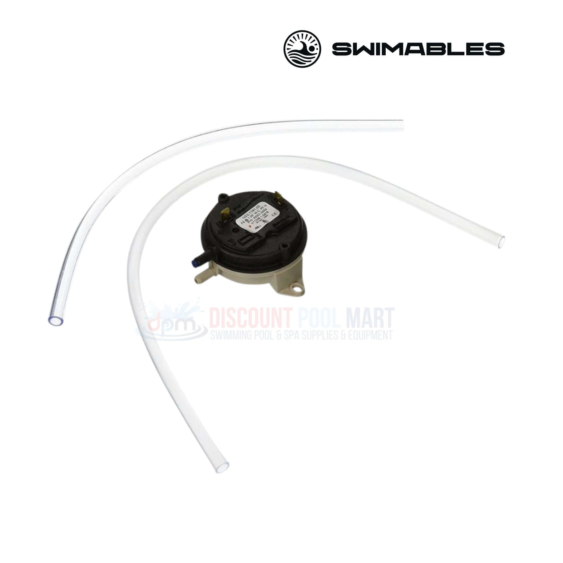 Swimables air flow switch for Pentair heaters with tubing from Discount Pool Mart DPM, model 42001-0061S.