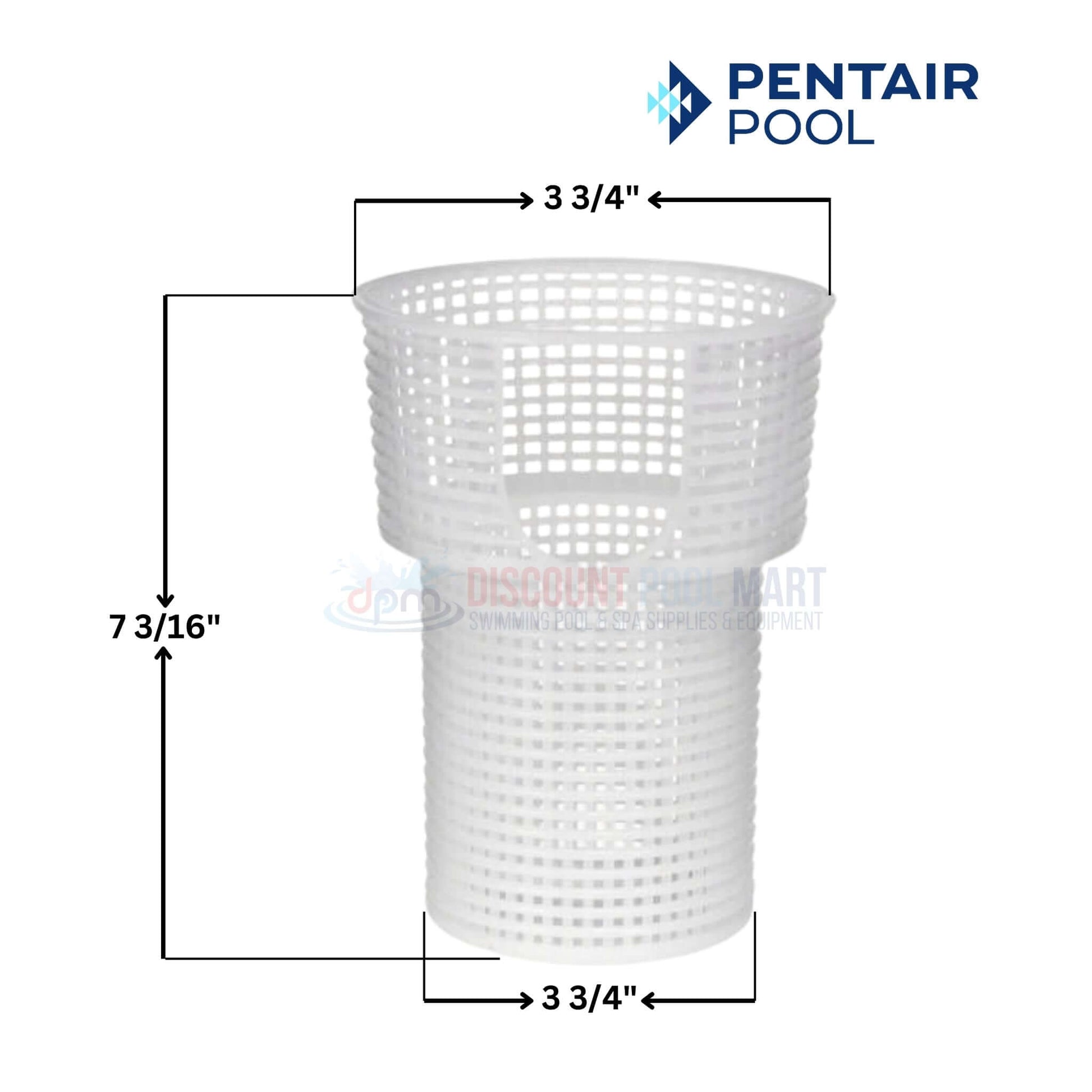 Pentair Basket 355667 for SuperMax & SuperFlo Pumps, by Discount Pool Mart DPM, measures 3 3/4" x 7 3/16".