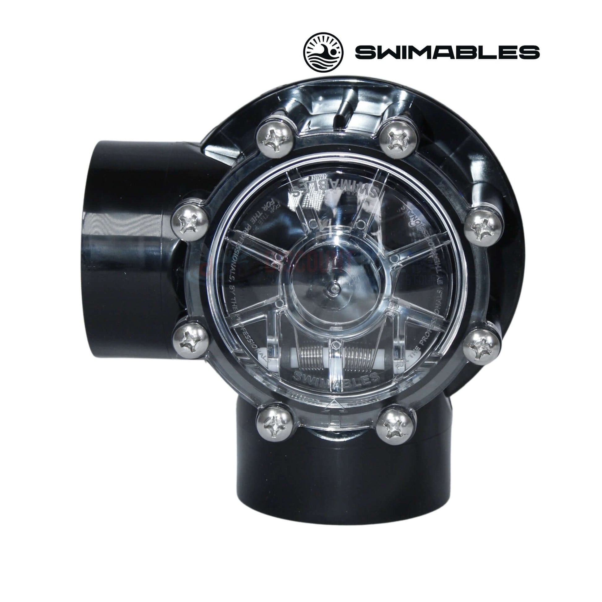 Swimables CPVC 90 Degree Check Valve SW-35-920 with clear cover at Discount Pool Mart DPM for pool plumbing.