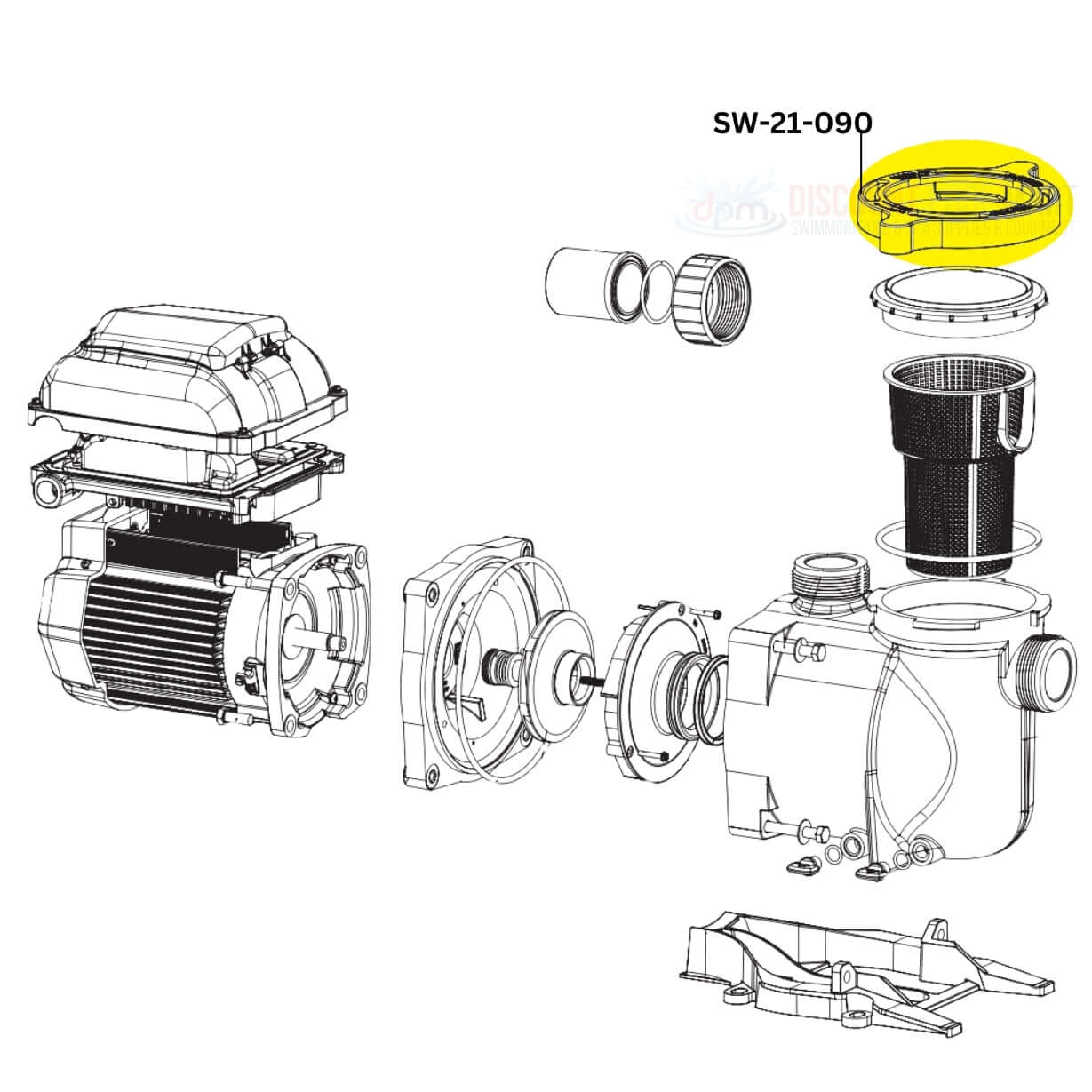 Swimables SW-21-090 Cam and Ramp Lid Clamp diagram for Pentair Superflo Pumps at Discount Pool Mart DPM.