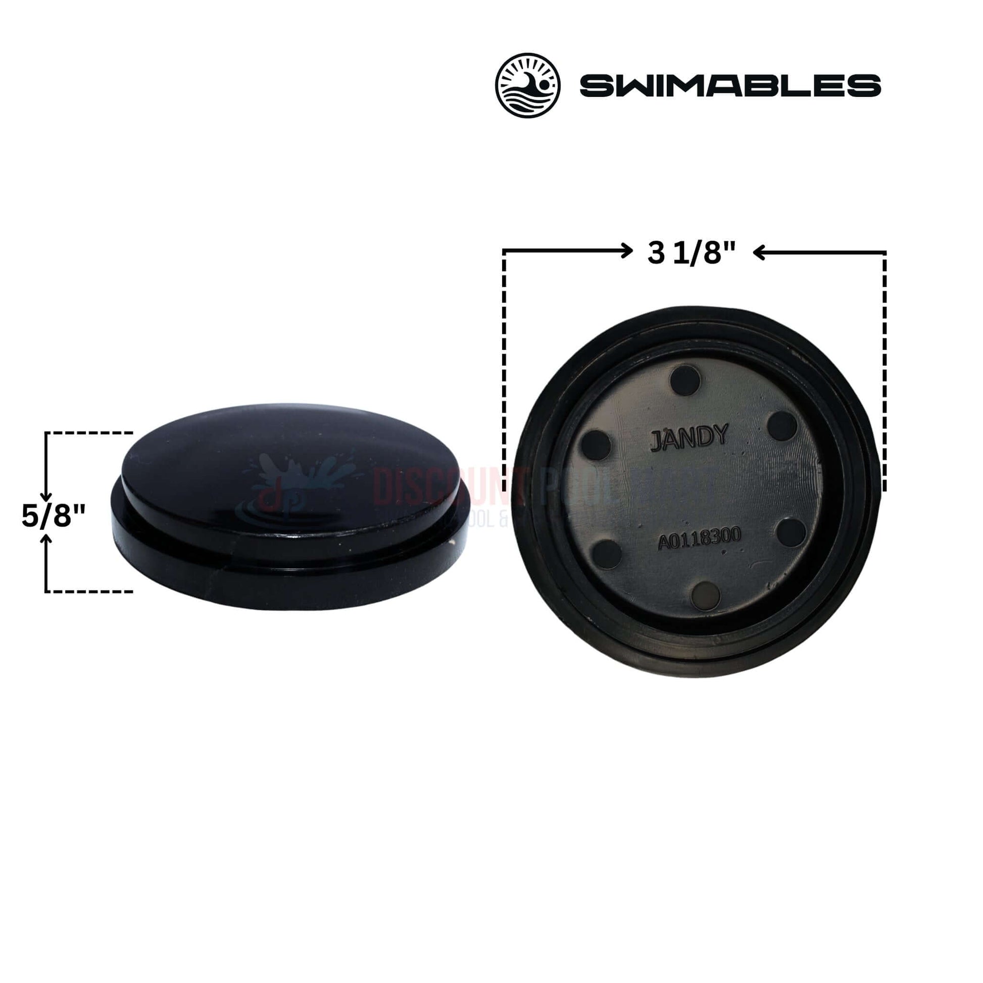 Swimables Drain Cap Assembly with O-Ring for Jandy JXI Heaters 3-1/8" diameter, 5/8" height - Discount Pool Mart DPM