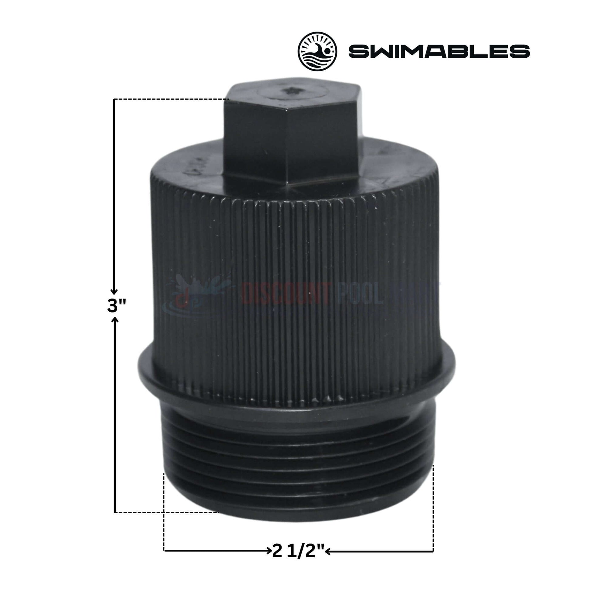 Swimables Drain Cap with O-Ring for Pentair Filters | 190030Z | SW-26-030, black, 3 inch height, pool part from Discount Pool Mart.
