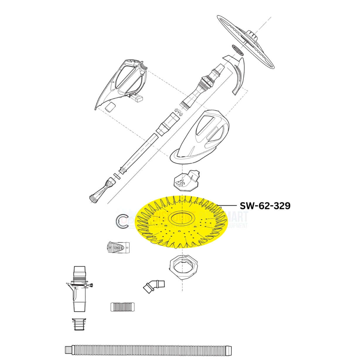 Exploded view diagram of Swimables Finned Disc SW-62-329 for Zodiac Baracuda G3 cleaners, available at Discount Pool Mart DPM.