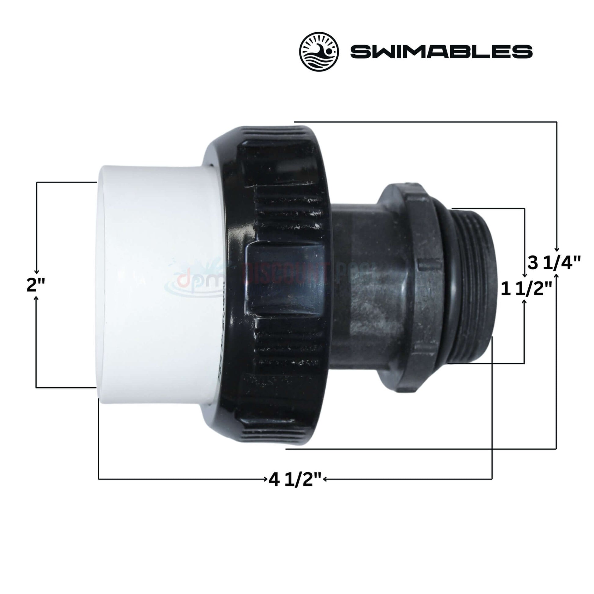 Swimables High Temp Union for Pool Spa System, 1.5" MIP x 2" Socket, SKU SW-30-317, Discount Pool Mart DPM.