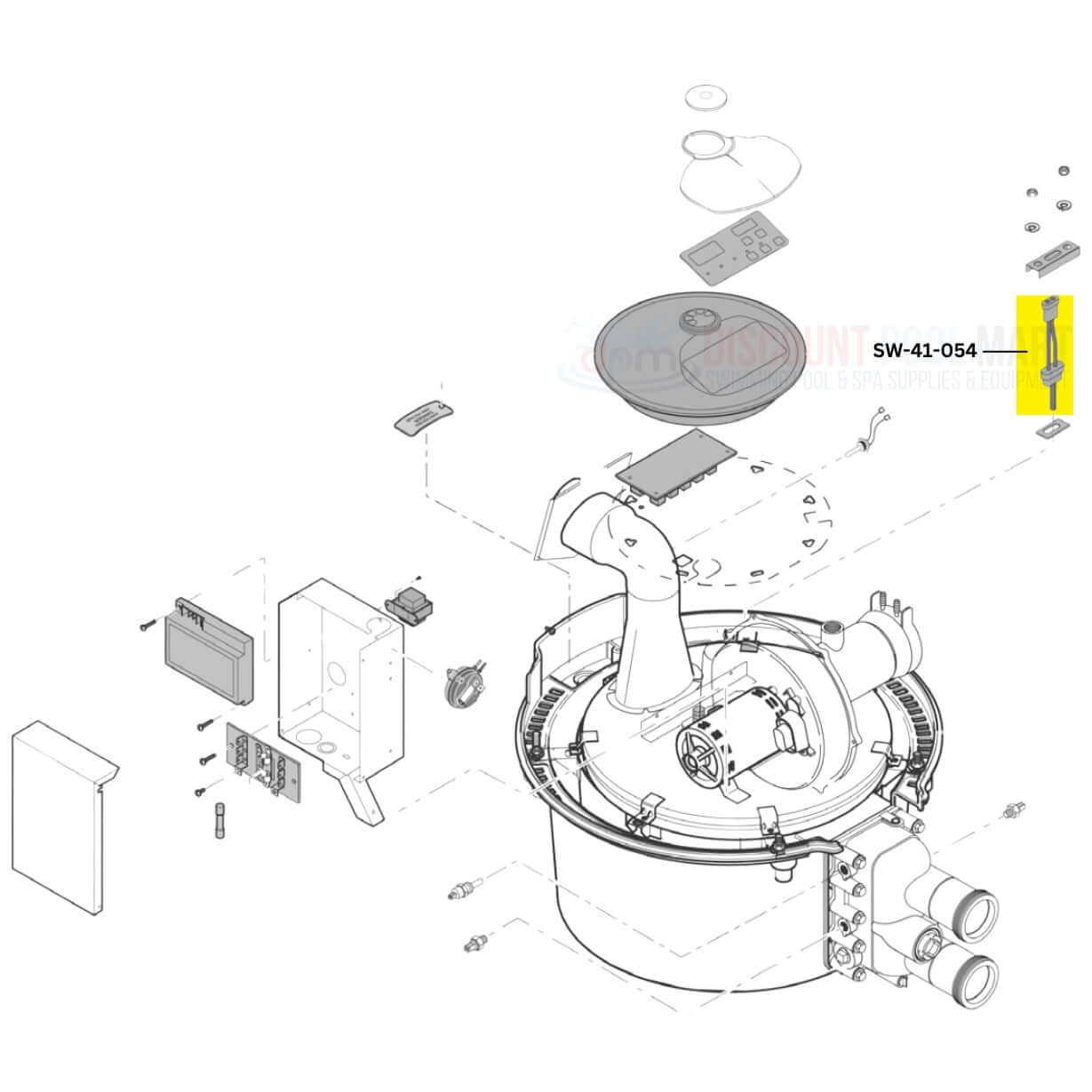 Diagram of Swimables Igniter with Gasket Kit SW-41-054 for Pentair heaters from Discount Pool Mart DPM.