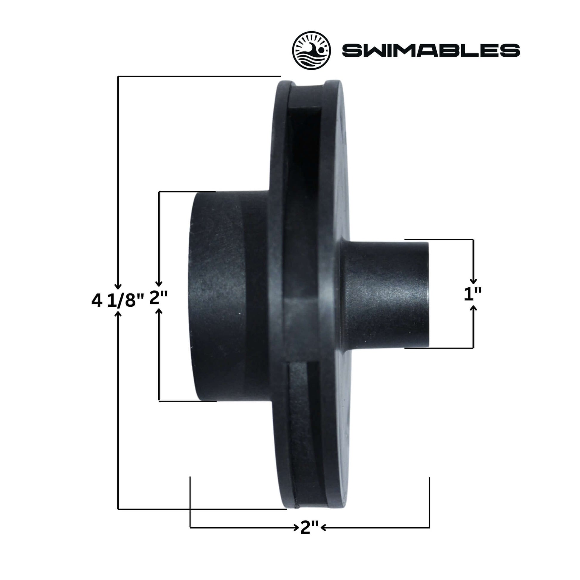 Swimables impeller SW-21-301 dimensions for Pentair pumps, compatible with 0.5 HP and 0.75 HP motor | Discount Pool Mart DPM
