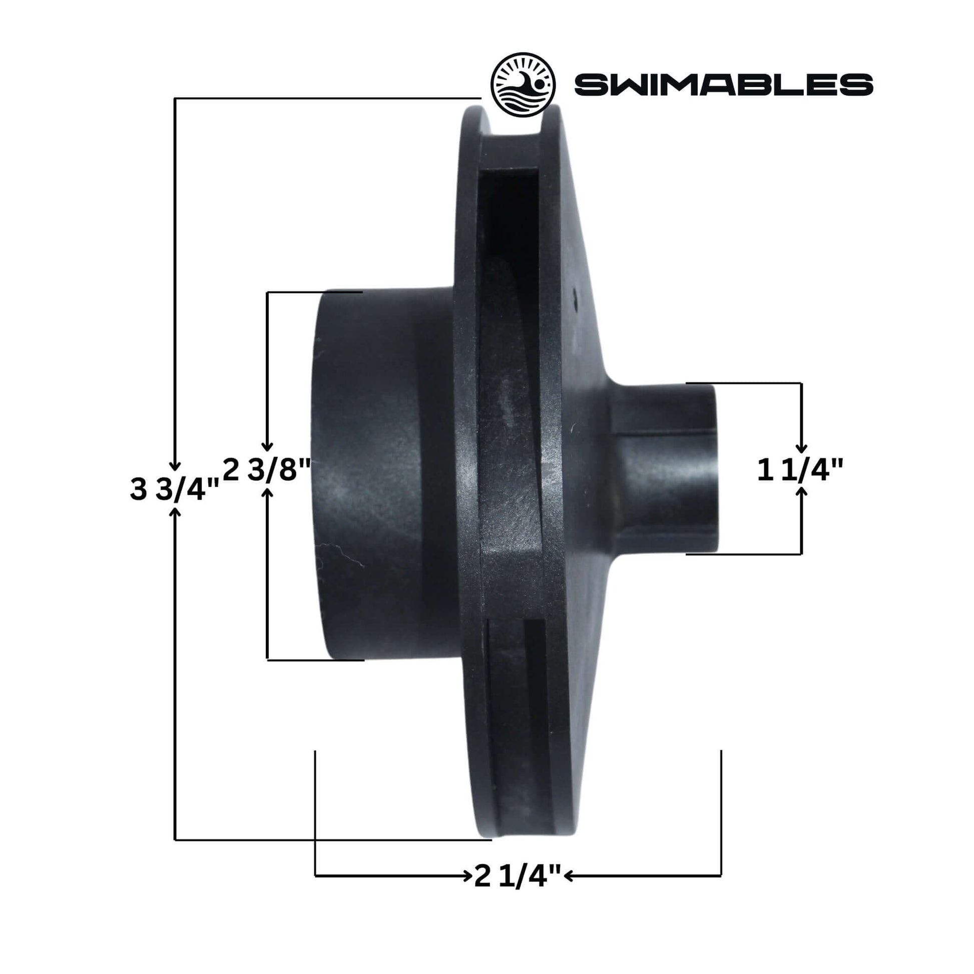 Swimables Impeller SW-21-303 for Pentair pumps, dimensions labeled, compatible with DPM for efficient performance.