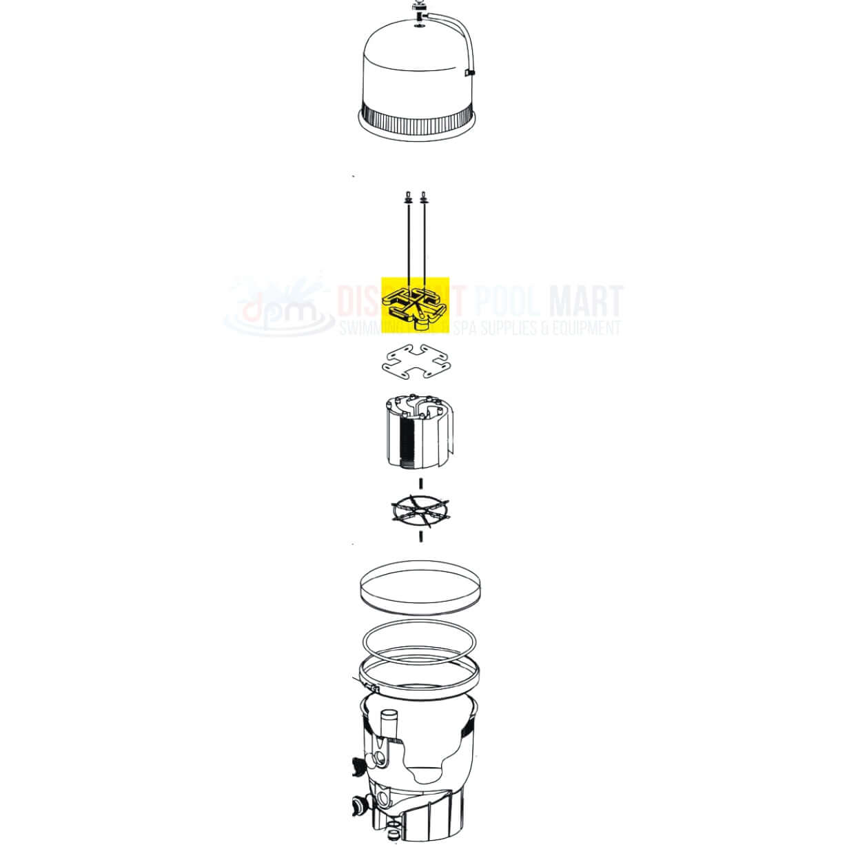 Swimables manifold assembly diagram for Pentair FNS and FNS Plus DE filters from Discount Pool Mart DPM.