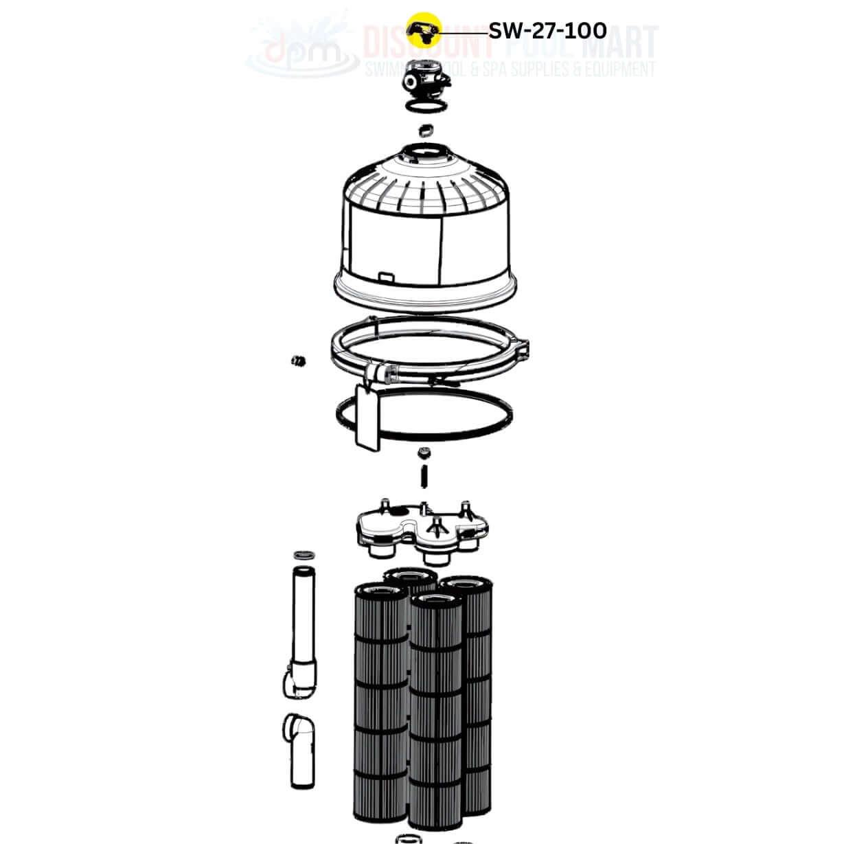 Swimables SW-27-100 diagram for CCX1000V Air Relief Valve assembly, available at Discount Pool Mart DPM.