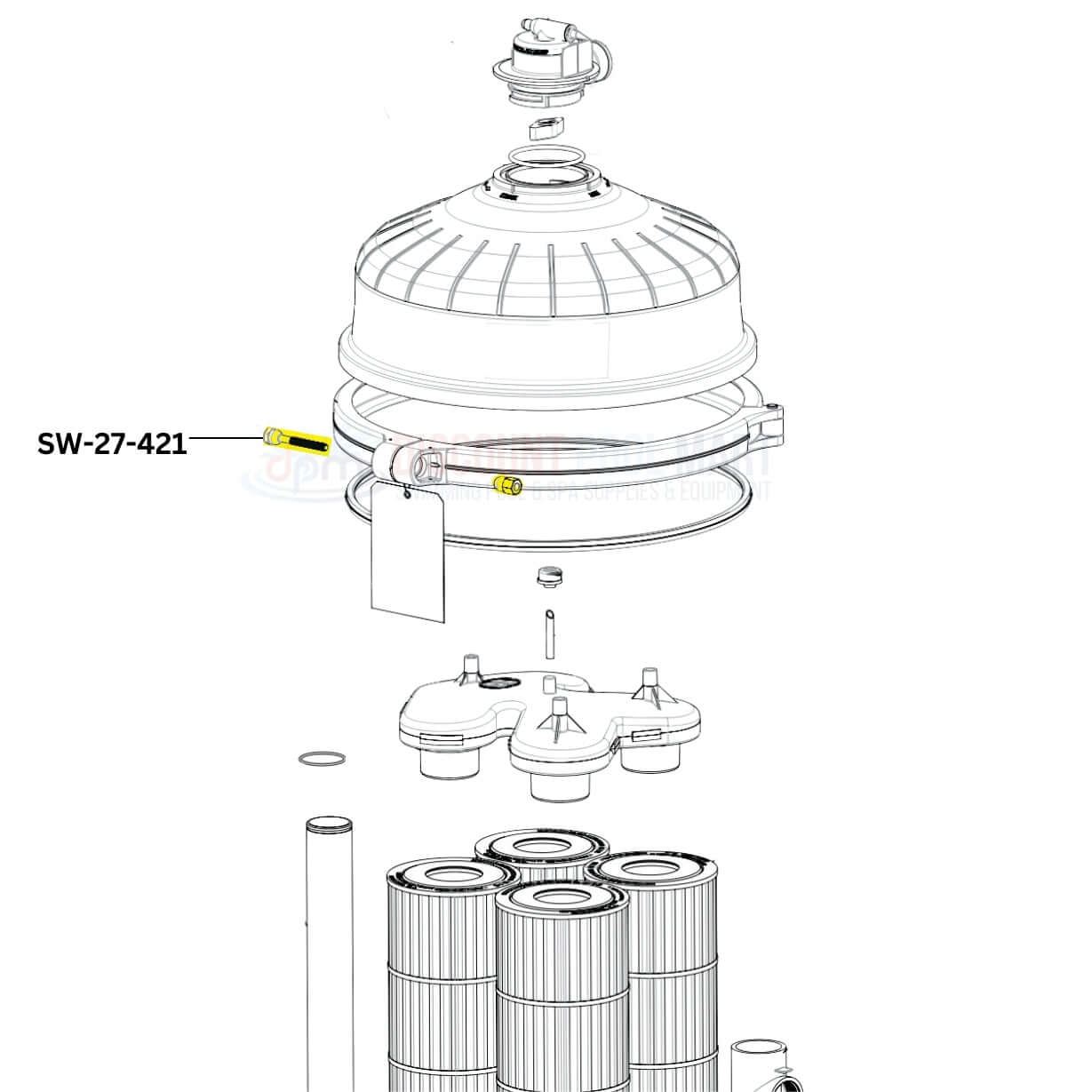 Swimables Nut Bolt Kit SW-27-421 for Hayward Filter Clamp at Discount Pool Mart DPM, ensuring a secure filtration seal.