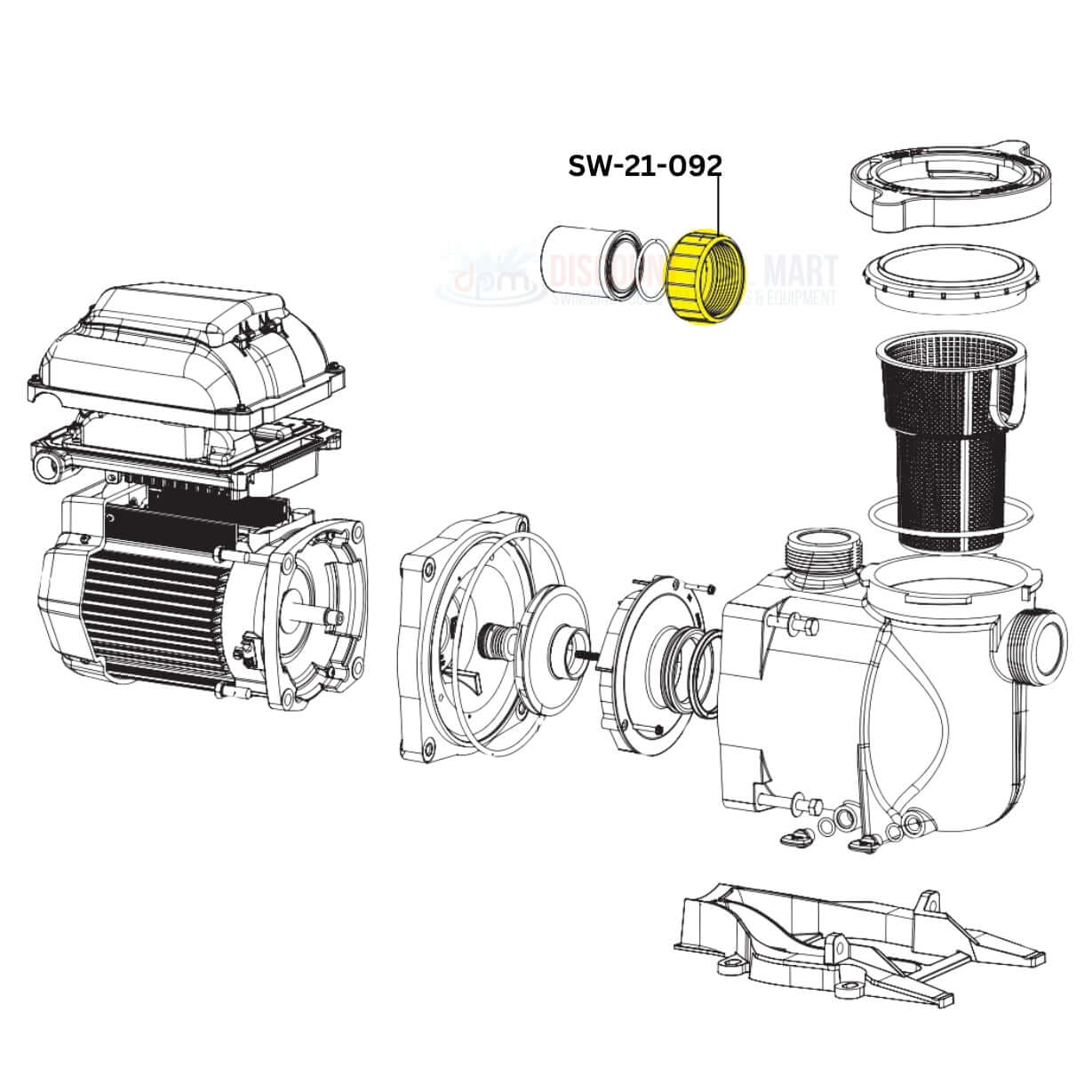 SW-21-092 Swimables Nut for Pentair SuperFlo Pumps assembly diagram from Discount Pool Mart DPM.