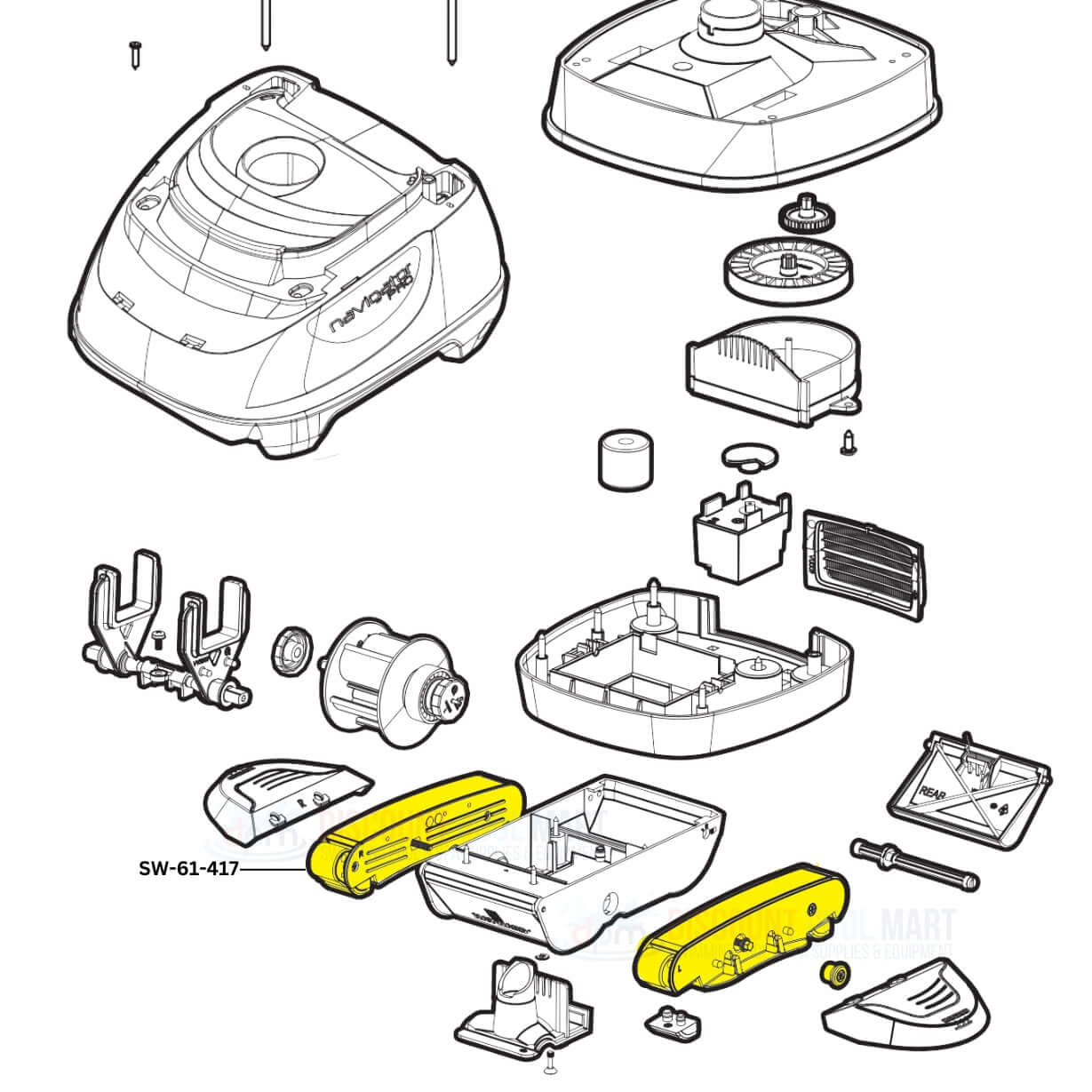 Diagram of Swimables SW-61-417 Pod Kit parts for Hayward Navigator pool cleaners from Discount Pool Mart DPM.