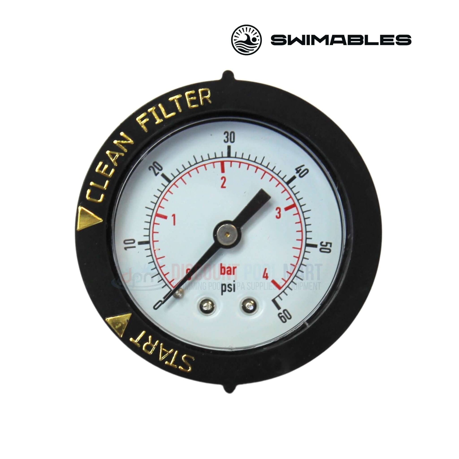 Swimables Pressure Gauge for Pentair Filter, Model 190059, back mount design, accurate pressure readings, available at Discount Pool Mart DPM.
