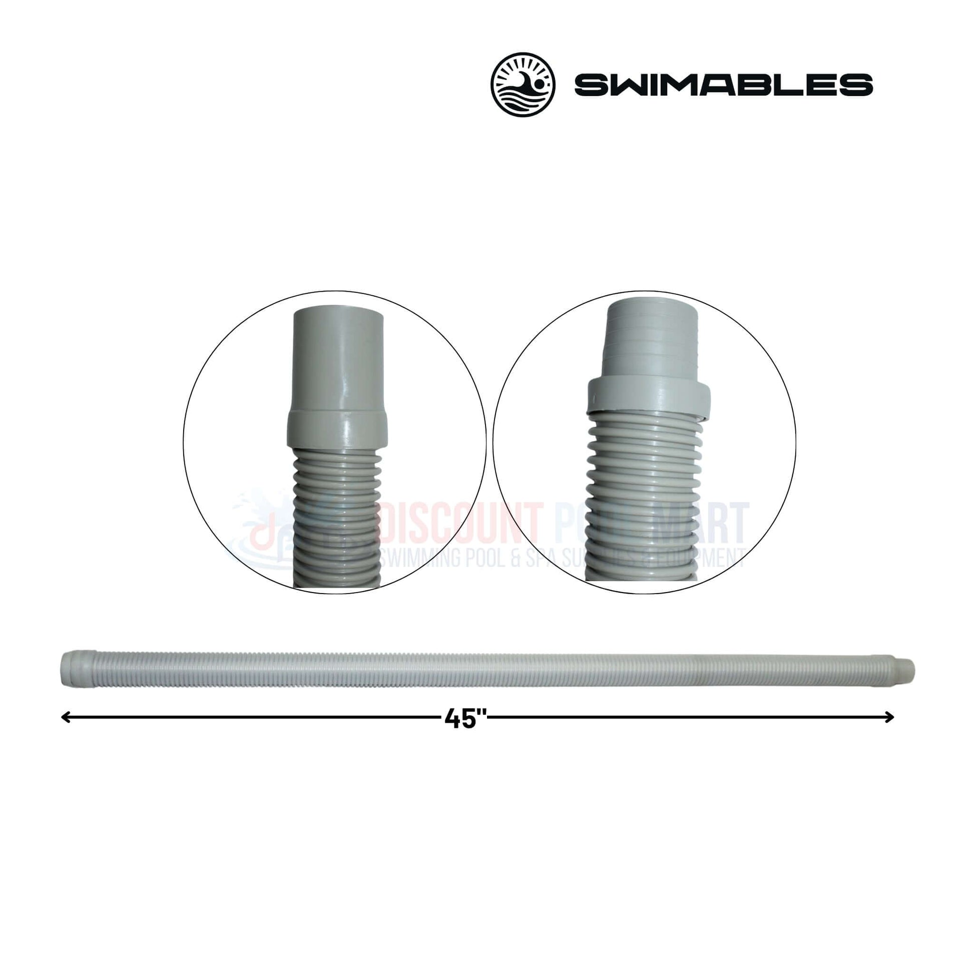 Swimables 45" Sectional Leader Hose for Automatic Pool Cleaner from Discount Pool Mart DPM, durable vacuum connector.