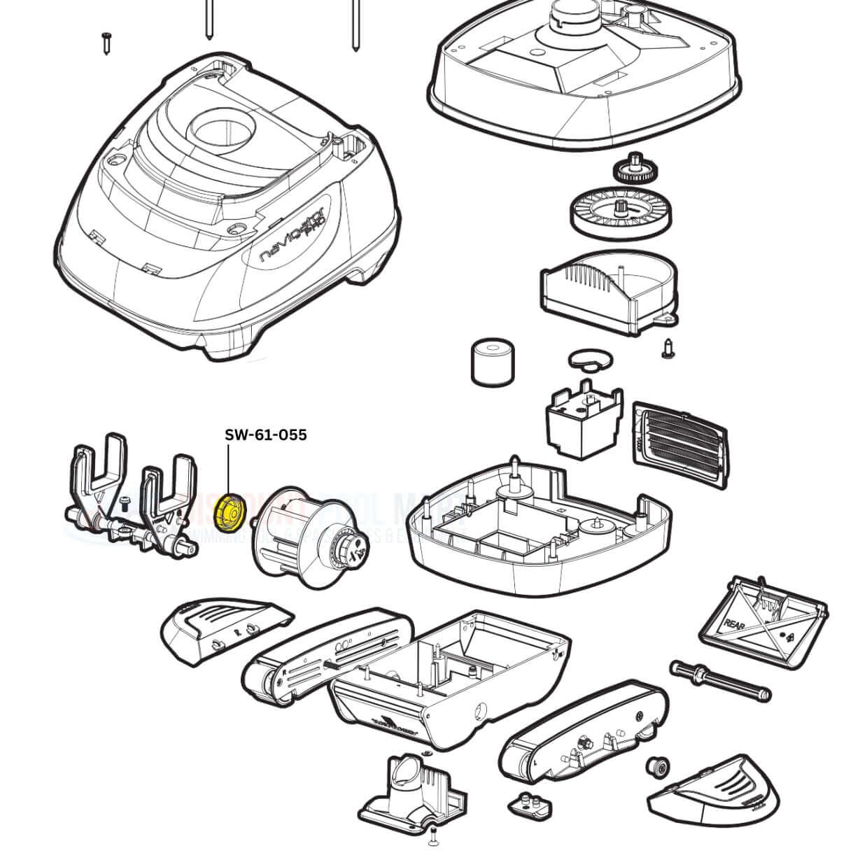 Swimables Turbine Bearings SW-61-055 parts diagram for Hayward Navigator pool vac cleaners at Discount Pool Mart DPM.