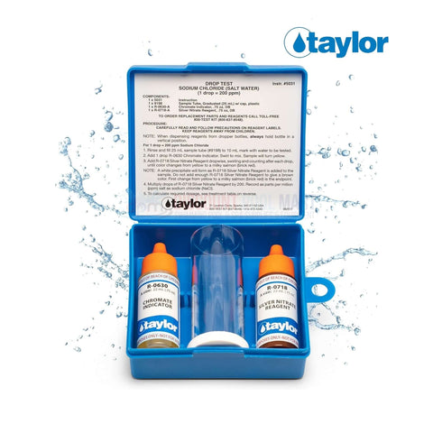 Taylor K-1766 Pool Salt Water Test Kit with reagents and cylinder from Discount Pool Mart DPM.