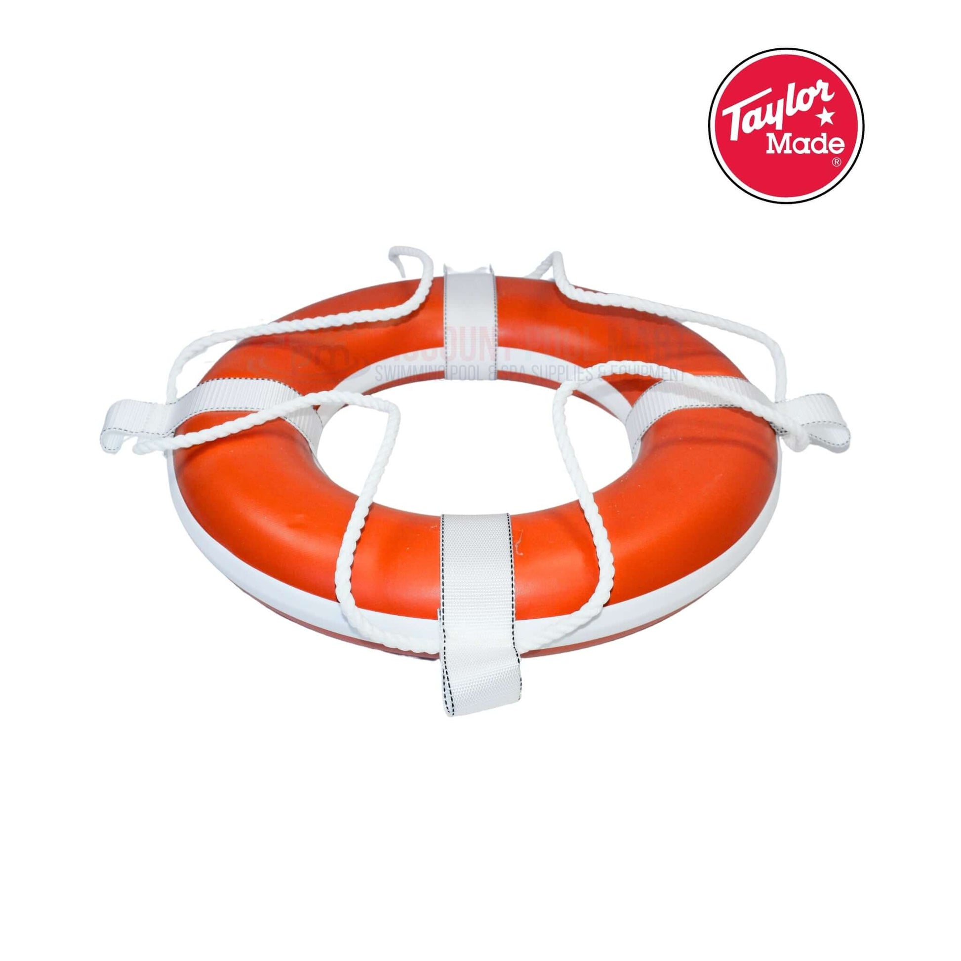 Taylor Made Vinyl Coated 20" Foam Buoy Life Ring, CGA approved, available at Discount Pool Mart DPM, in vibrant orange.