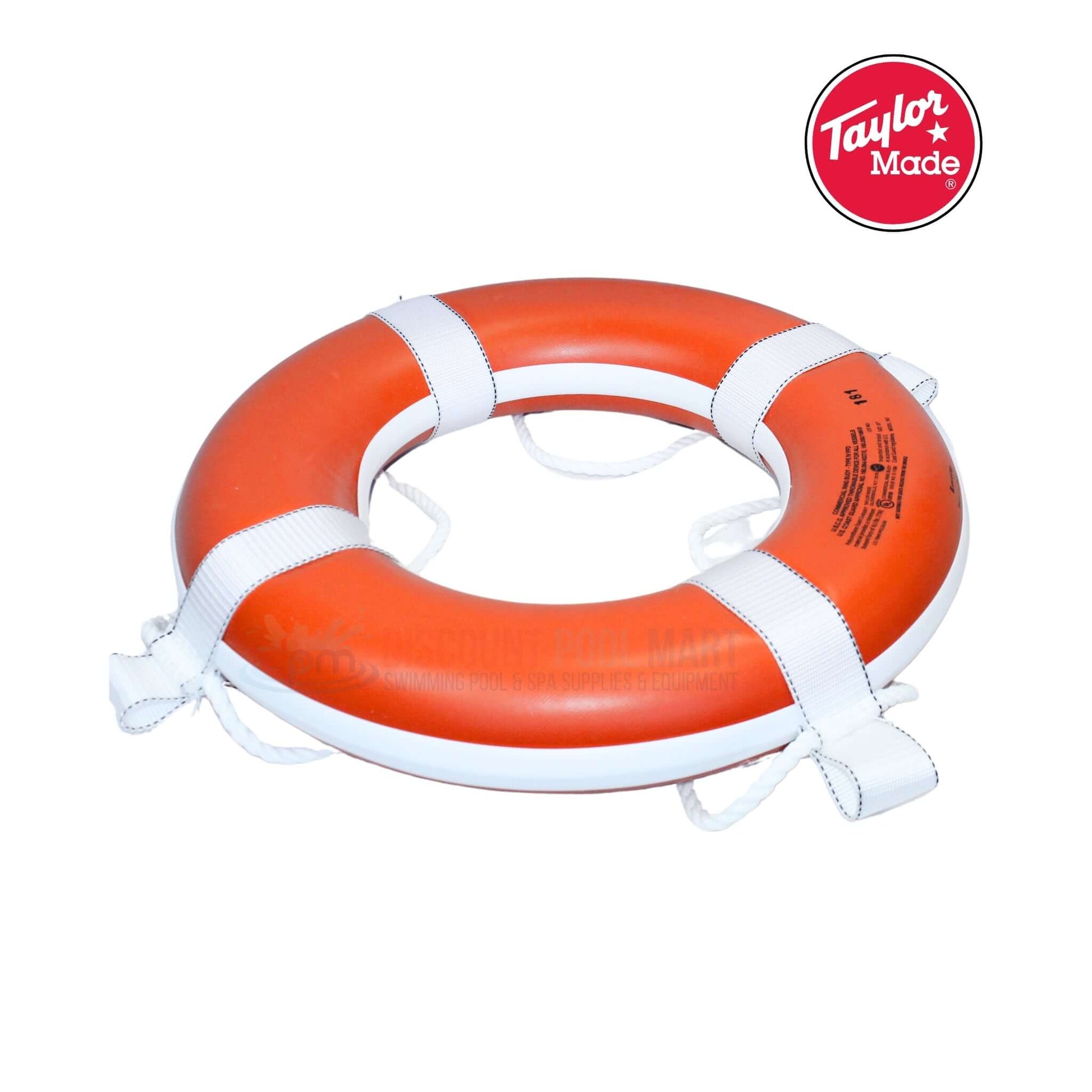 Taylor Made 20" Foam Buoy Life Ring, CGA approved, orange, from Discount Pool Mart DPM, safety device for recreation.