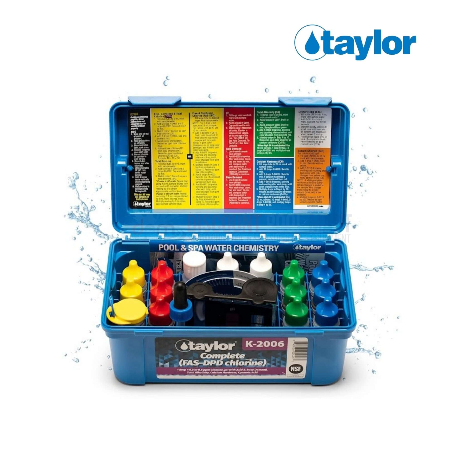 Taylor Complete FAS-DPD Chlorine Pool Test Kit K-2006 for accurate pool water chemistry, available at Discount Pool Mart DPM.