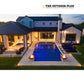 The Outdoor Plus Maya Fire Bowl GFRC Concrete in a modern outdoor setting by Discount Pool Mart DPM.