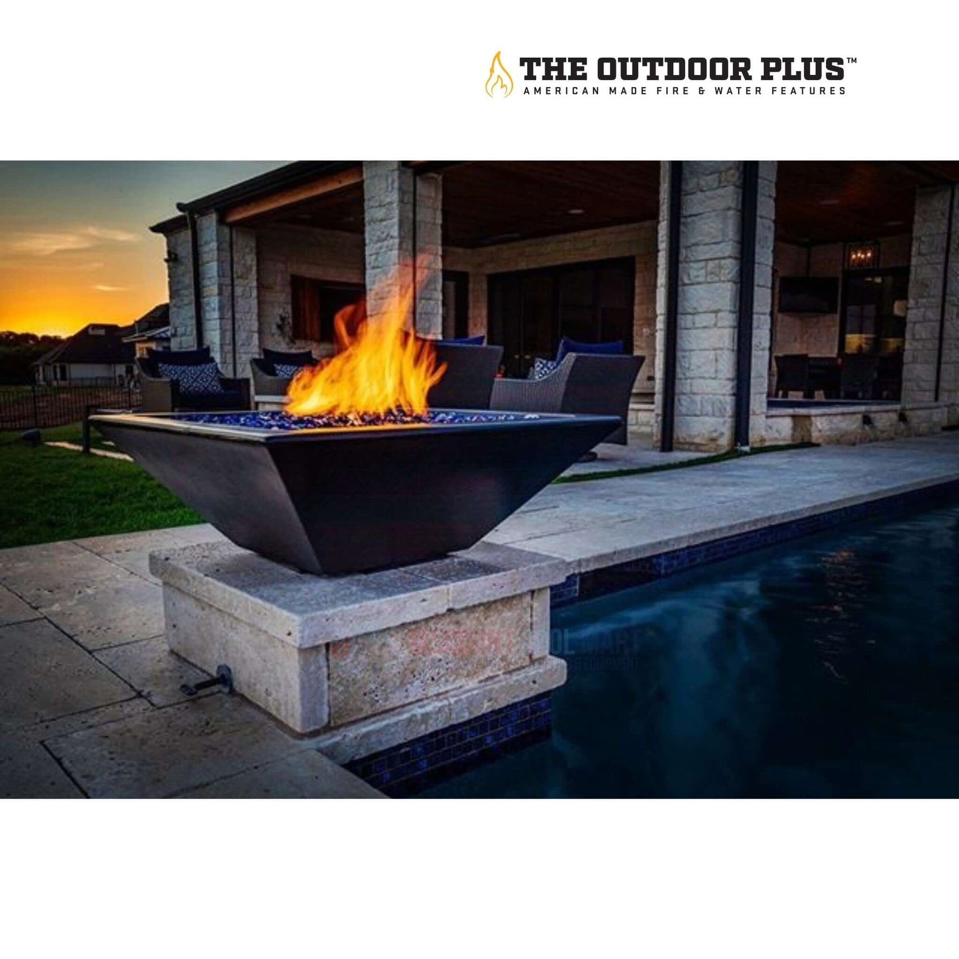 The Outdoor Plus Maya Fire Bowl GFRC Concrete by Discount Pool Mart DPM, perfect for modern outdoor settings.