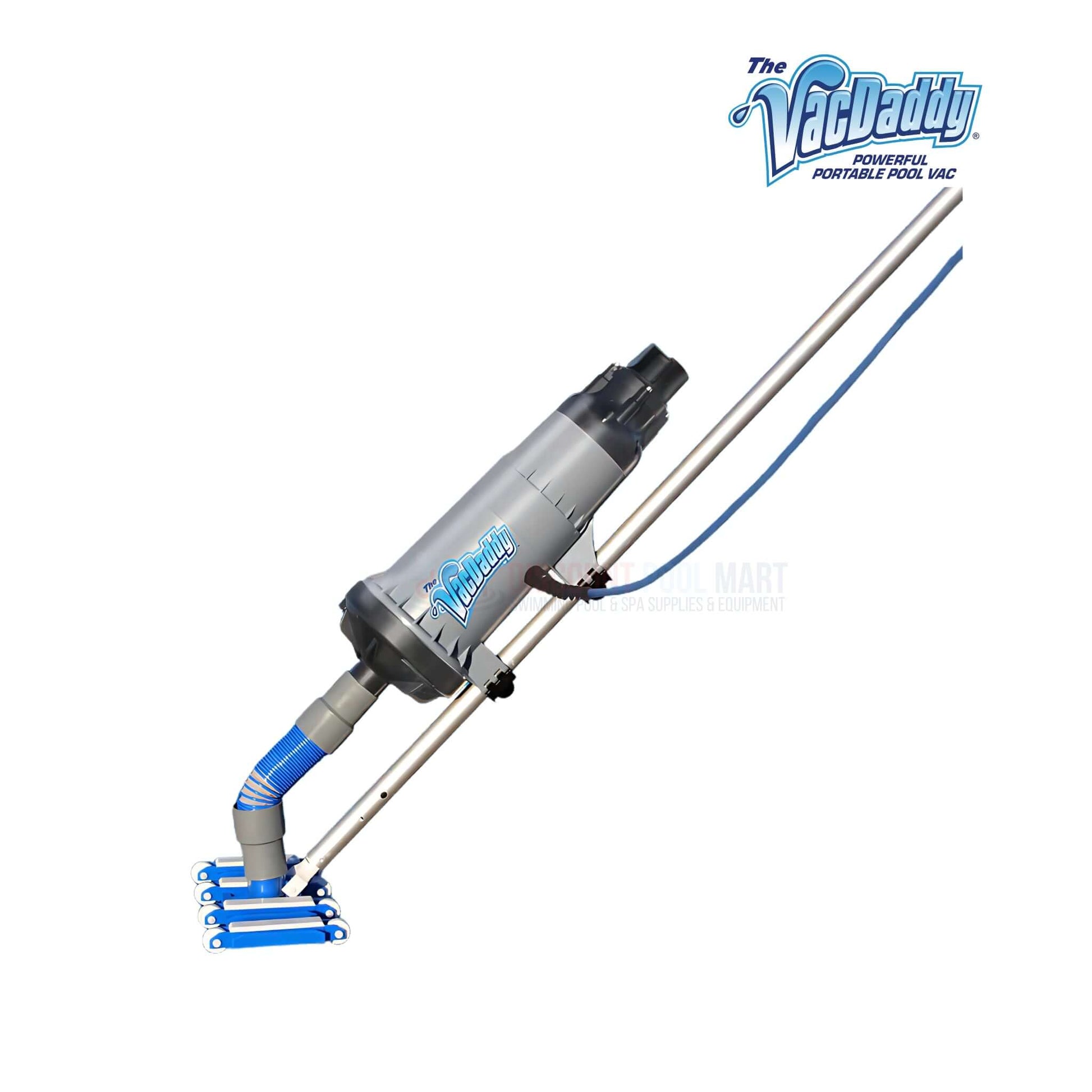 The VacDaddy portable pool vacuum cleaner by Discount Pool Mart DPM, powerful, efficient, lightweight, SKU: DPM-VAC-001