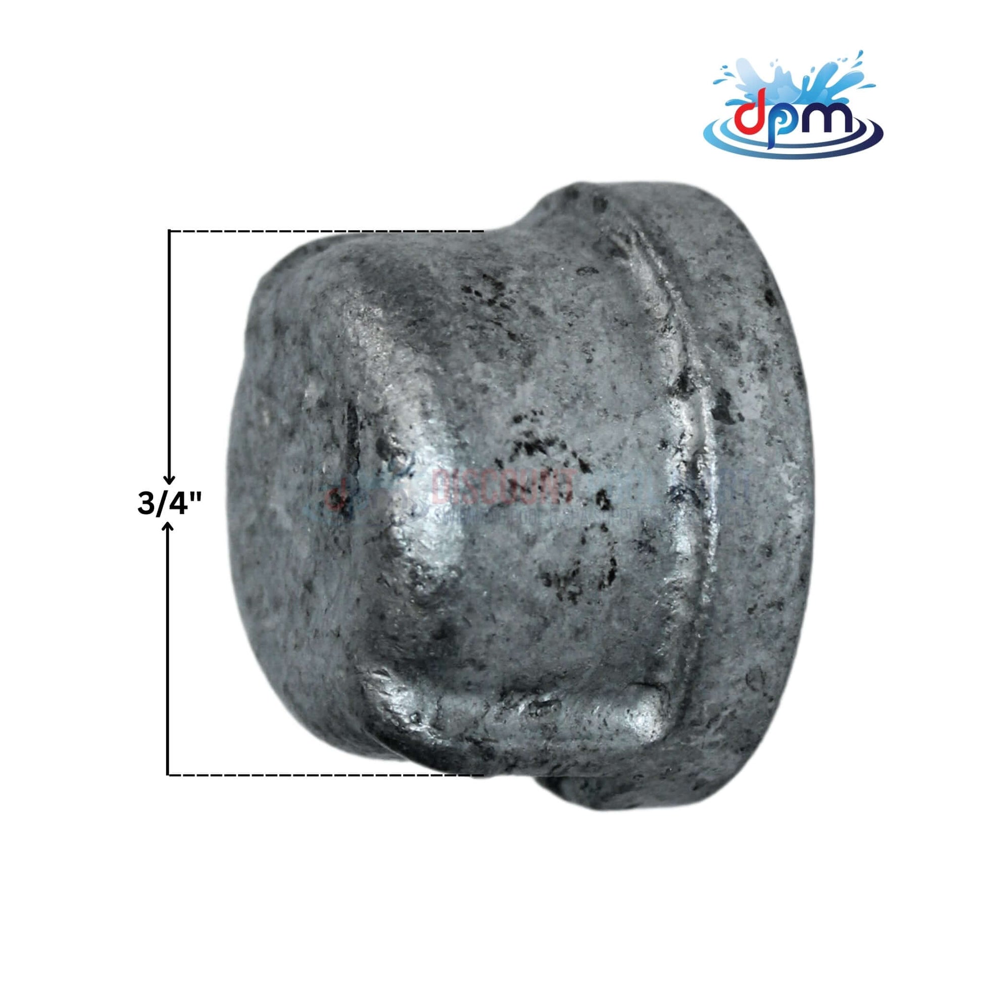 Threaded Galvanized Iron Cap 3/4" from Discount Pool Mart (DPM) - durable, corrosion-resistant seal for pipes.