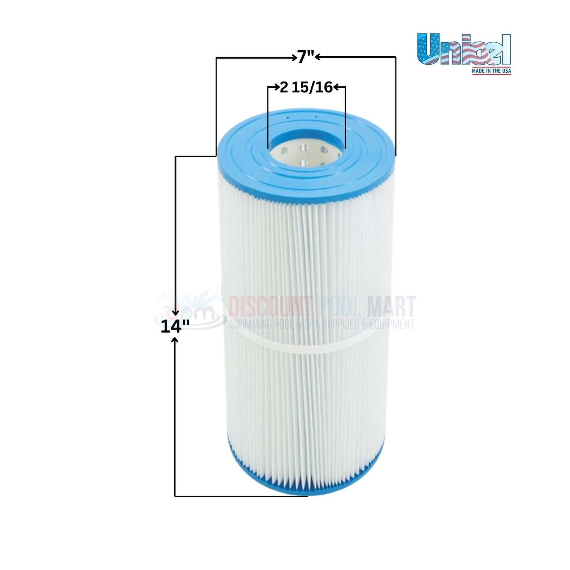 Unicel C-7633 cartridge, 33 sq ft filter for Purex CF-33/CF-66/CF-100, 14x7in, by Discount Pool Mart DPM.