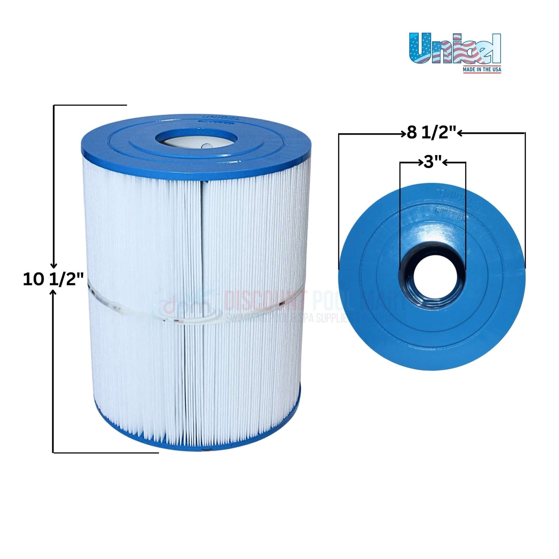 Unicel C-8465 Filter Cartridge with dimensions 10.5" x 8.5". Available at Discount Pool Mart DPM for clean water.