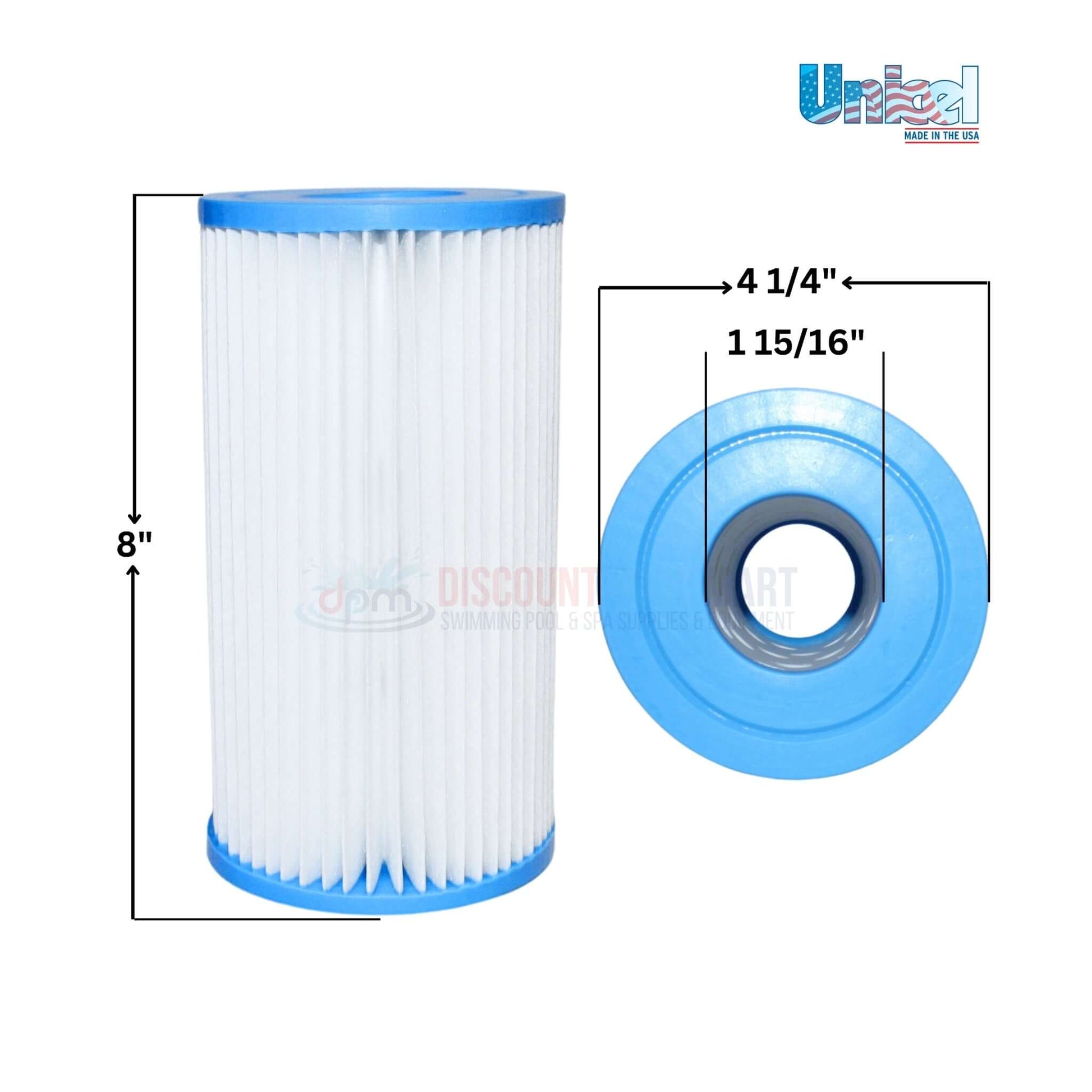 Unicel C-4607 filter cartridge 5 sq ft for Intex pools, 4-1/4" diameter, 8" tall, from Discount Pool Mart DPM.