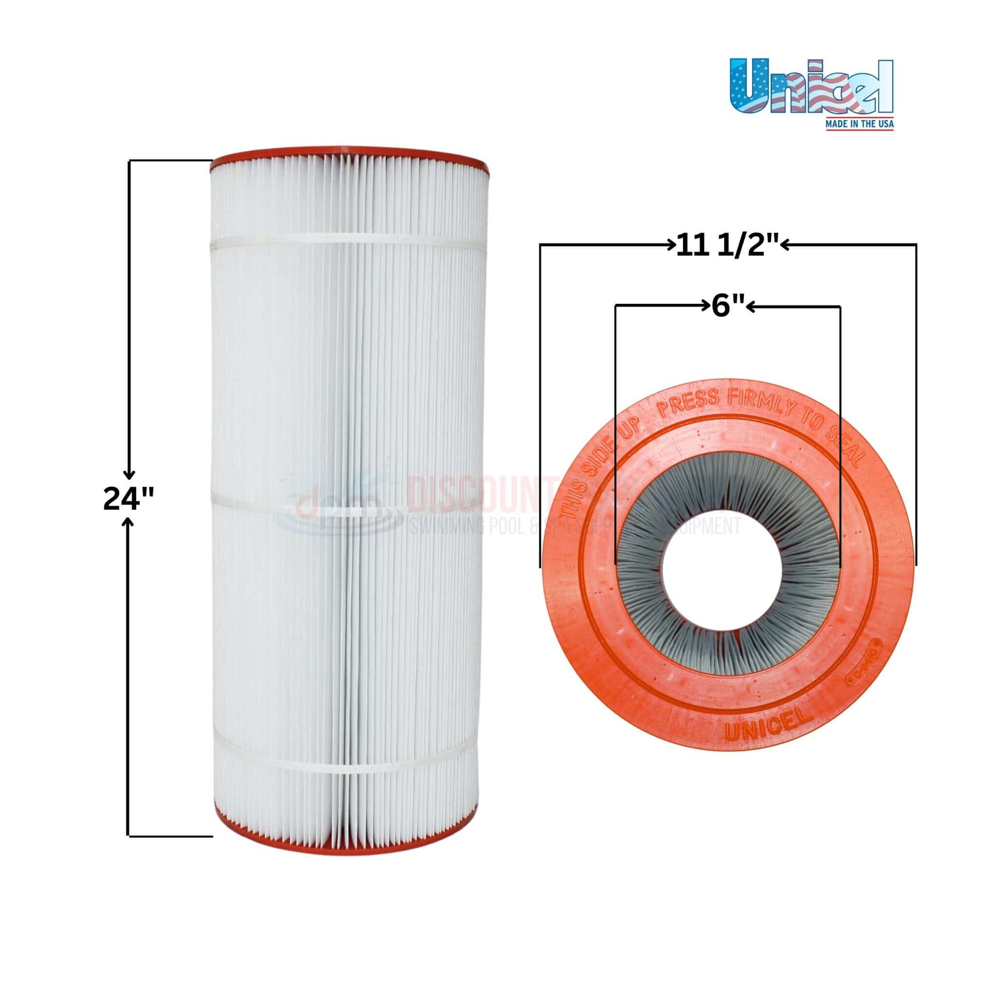Unicel AquaStar PF27000 replacement filter cartridge DPM 24" tall, 11.5" diameter, 6" end opening, optimal for pools and spas.