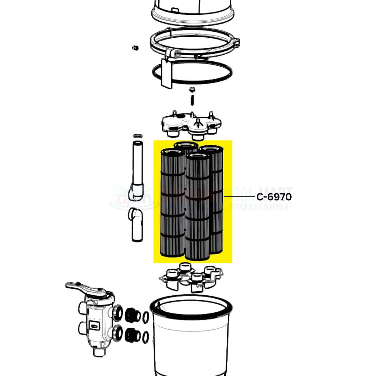 Unicel C-6970 cartridge for Hayward DEP80 filters, replacement part from Discount Pool Mart DPM, showcasing filtration system.