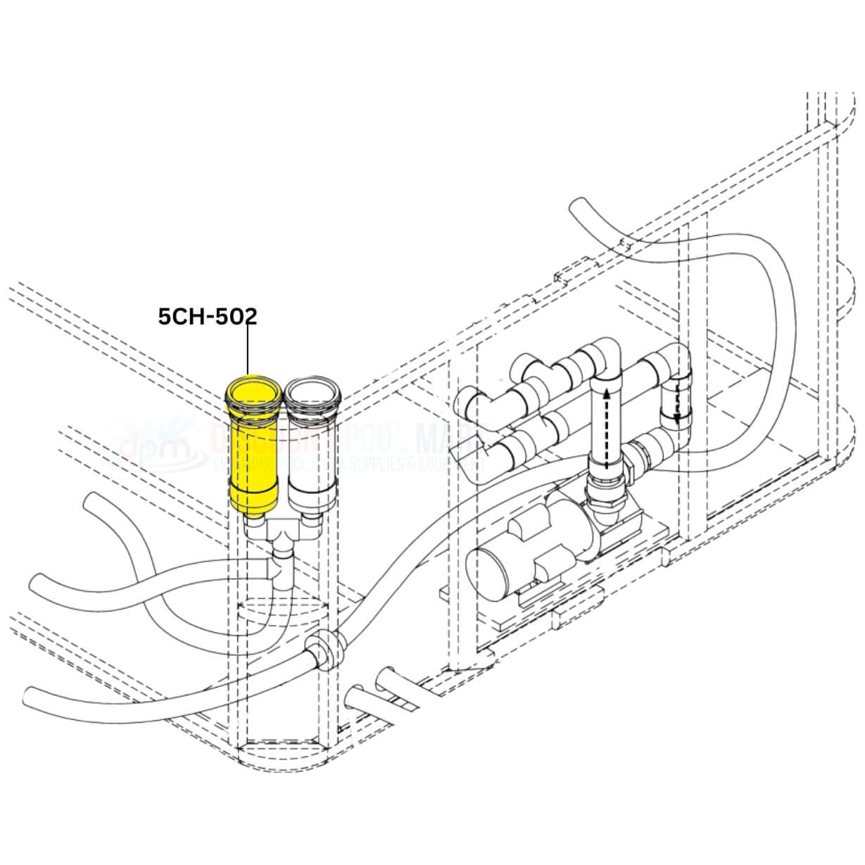 Unicel 5CH-502 filter cartridge installation diagram for Marquis and Cal Spas. Discount Pool Mart DPM.