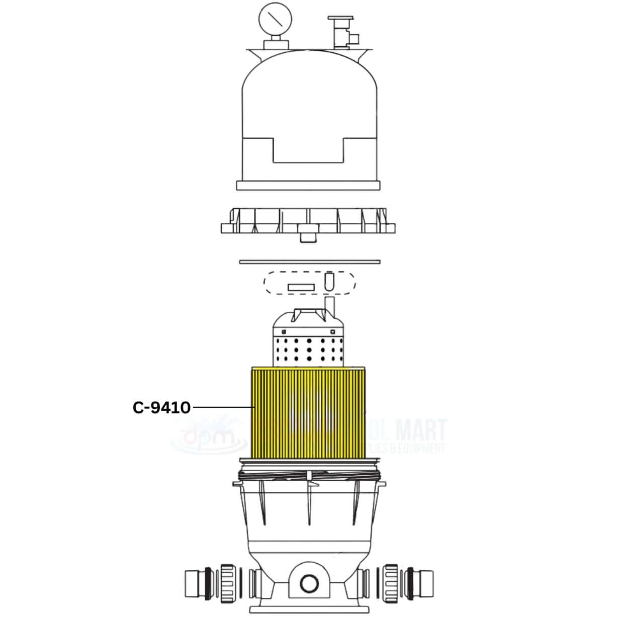 Unicel C-9410 cartridge for Pentair Predator filters illustration at Discount Pool Mart DPM.