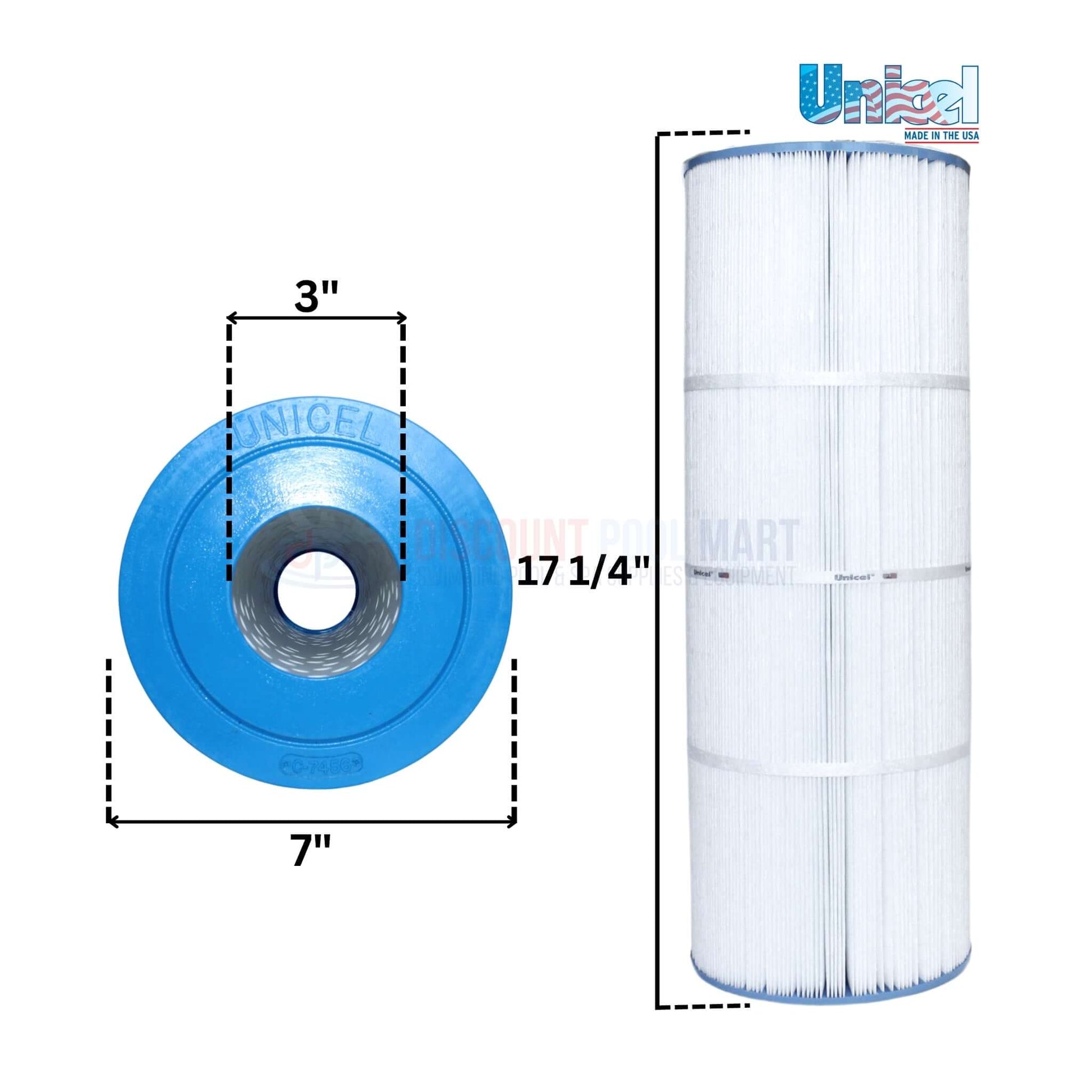 Unicel Filter Cartridge dimensions for Hayward SwimClear 2030, 56 sq ft, model C-7456 from Discount Pool Mart DPM.