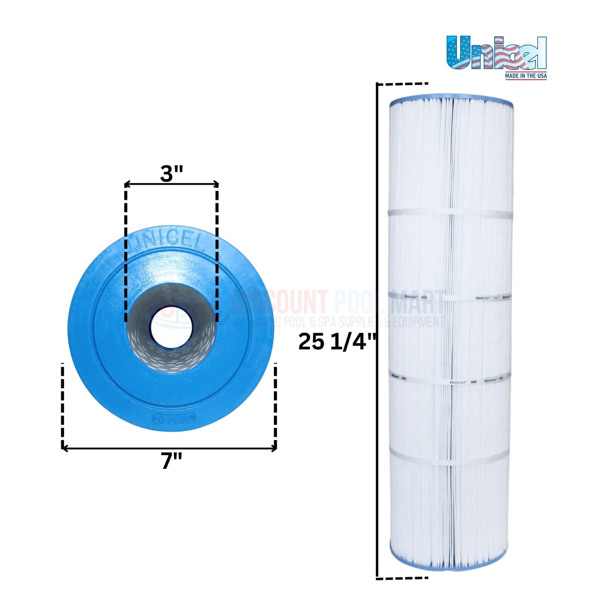Unicel Filter Cartridge CX880XRE dimensions 3" x 7" x 25.25" for Hayward SwimClear C4030 at Discount Pool Mart DPM.