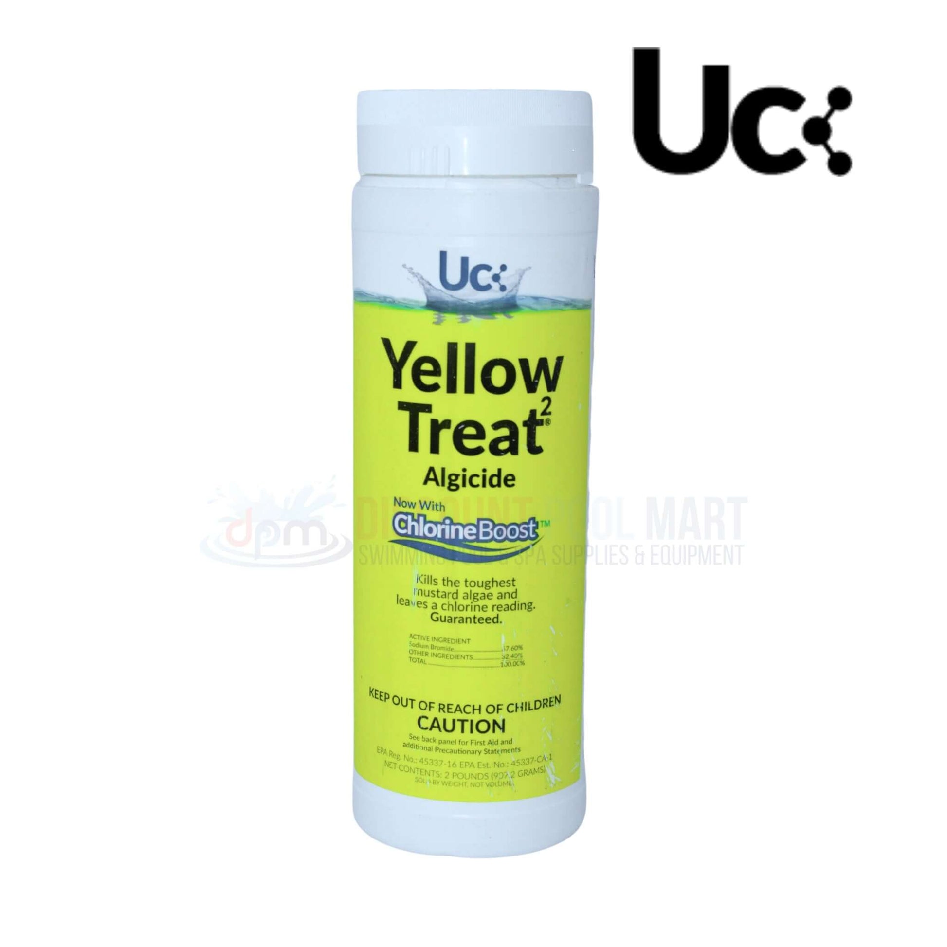 United Chemical Yellow Treat2 Mustard Algicide 2lbs by DPM, effective for eliminating yellow algae in pools.