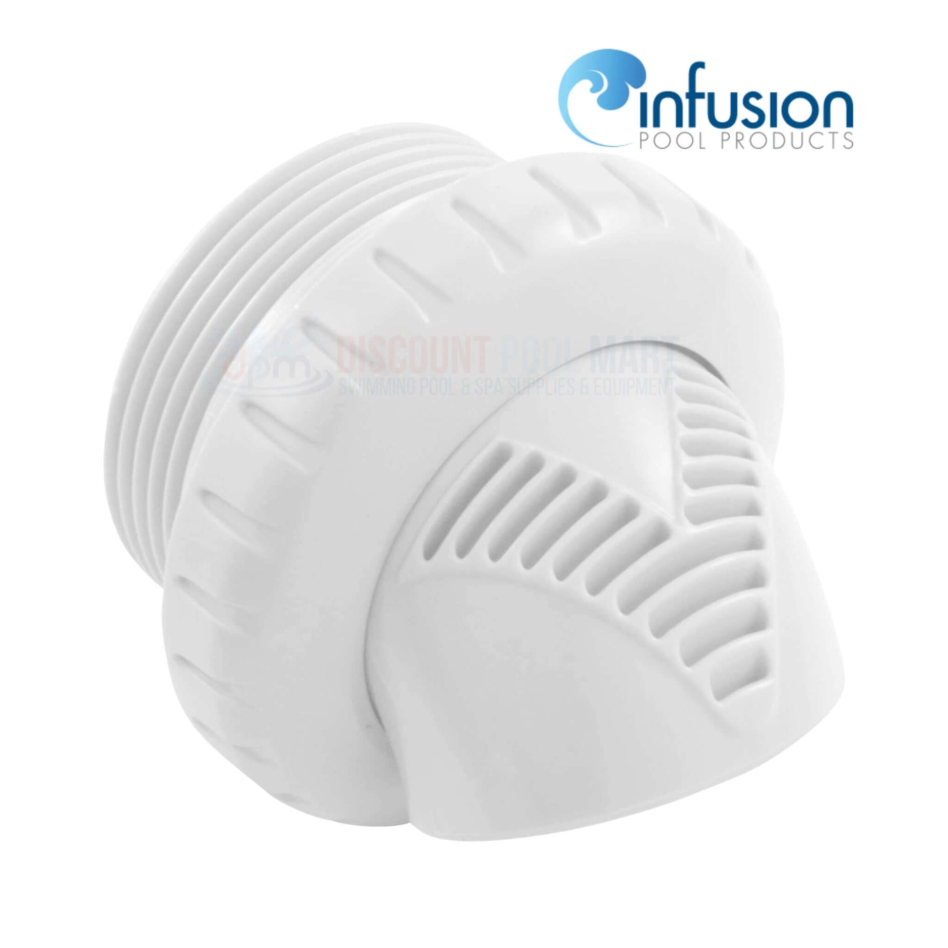 Infusion White Venturi Return Fitting (VRFTHWH) for pool use, featuring threaded design; part of Discount Pool Mart's supplies.