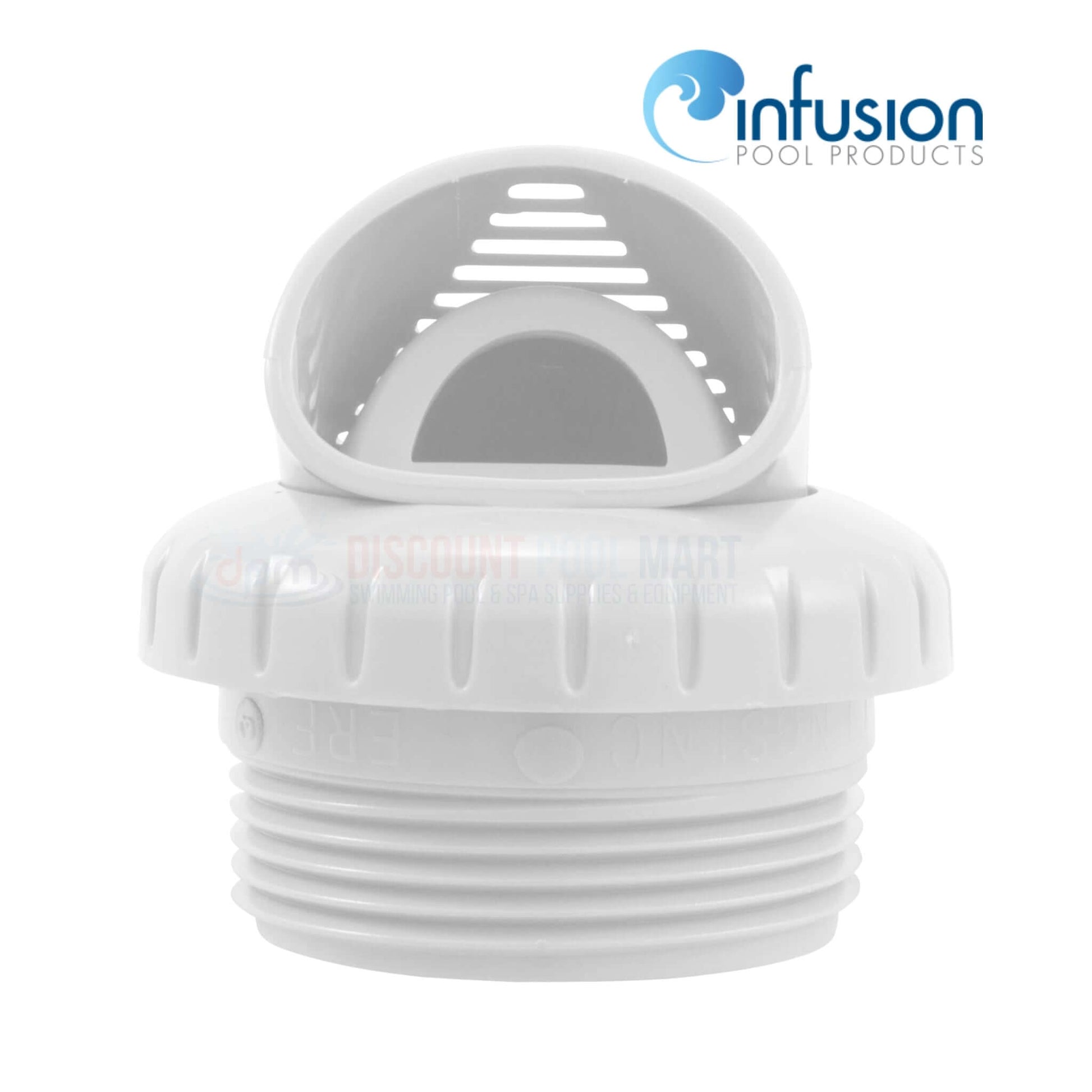 Infusion V-Fitting™ Venturi Return Fitting VRFTHWH, white, 1.5" threaded, for swimming pool circulation, from Discount Pool Mart.