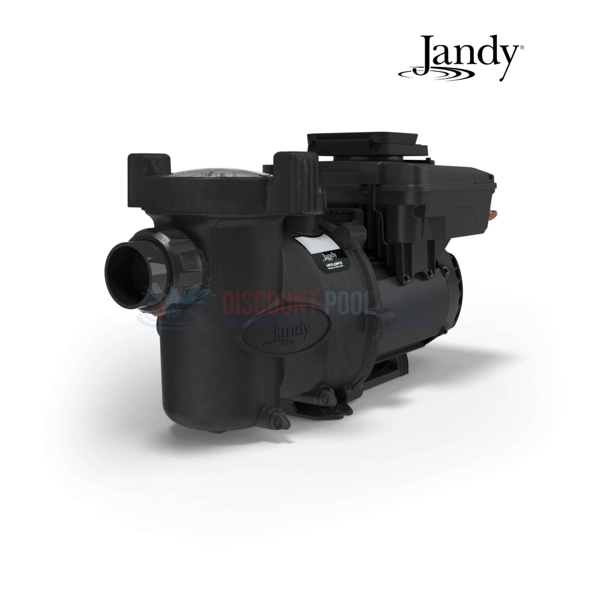 Jandy VS FloPro 1.85HP Pump Without Controller in black, side view, offered by Discount Pool Mart, ideal for swimming pool parts.