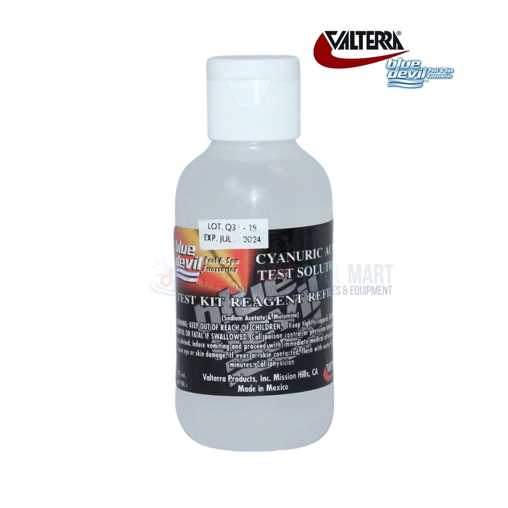 Valterra Blue Devil cyanuric acid test solution for pool testing, available at Discount Pool Mart DPM, ensuring water quality.