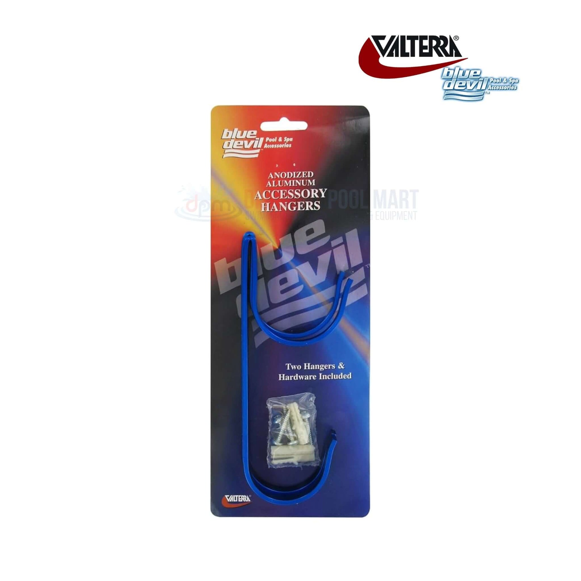 Valterra Blue Devil Aluminum Pole Hanger B8030C with 2 hooks, durable design for pool tool organization, Discount Pool Mart DPM.